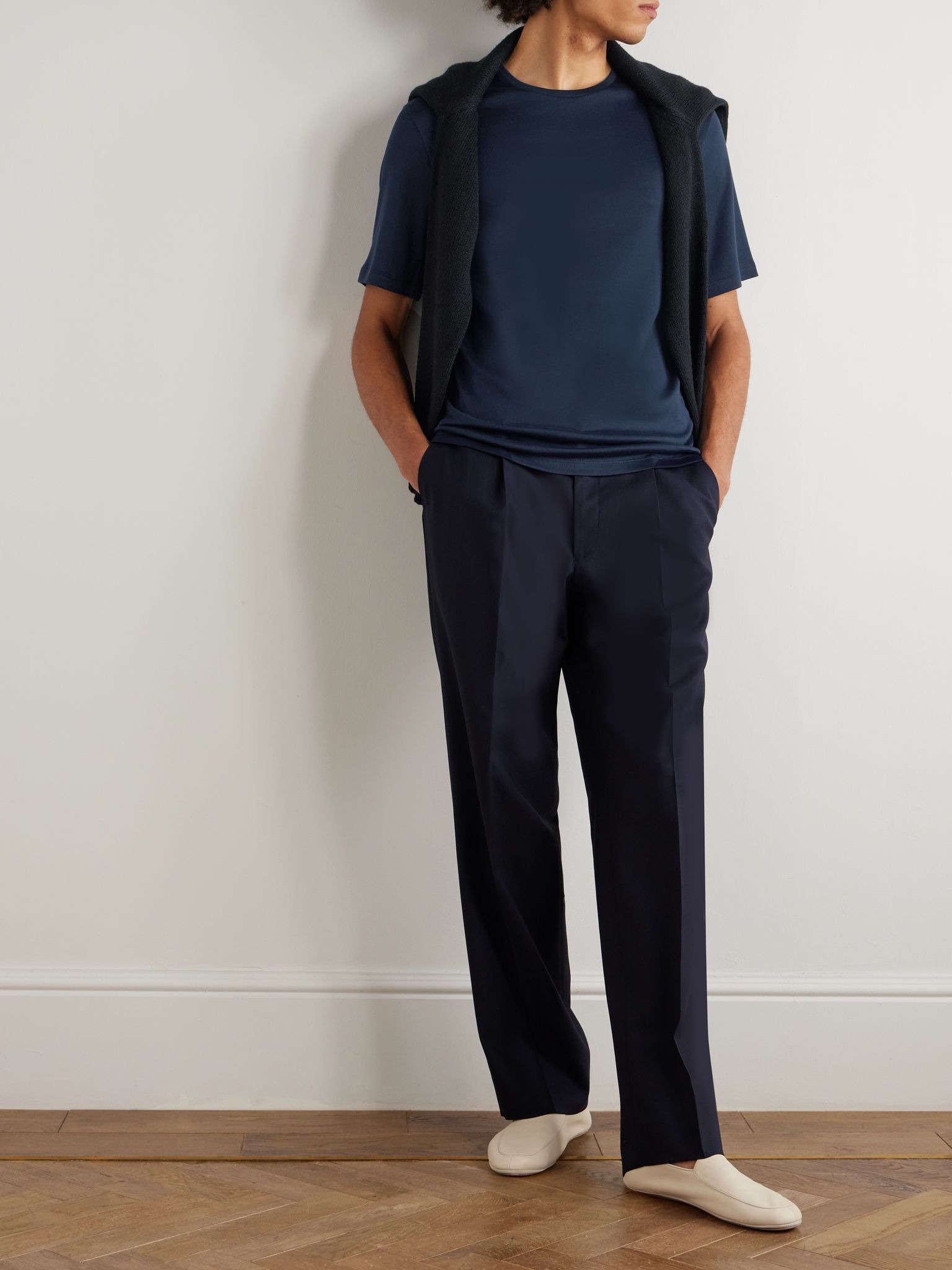 Tremezzo Sea Island Cotton-Jersey T-Shirt Navy - 2