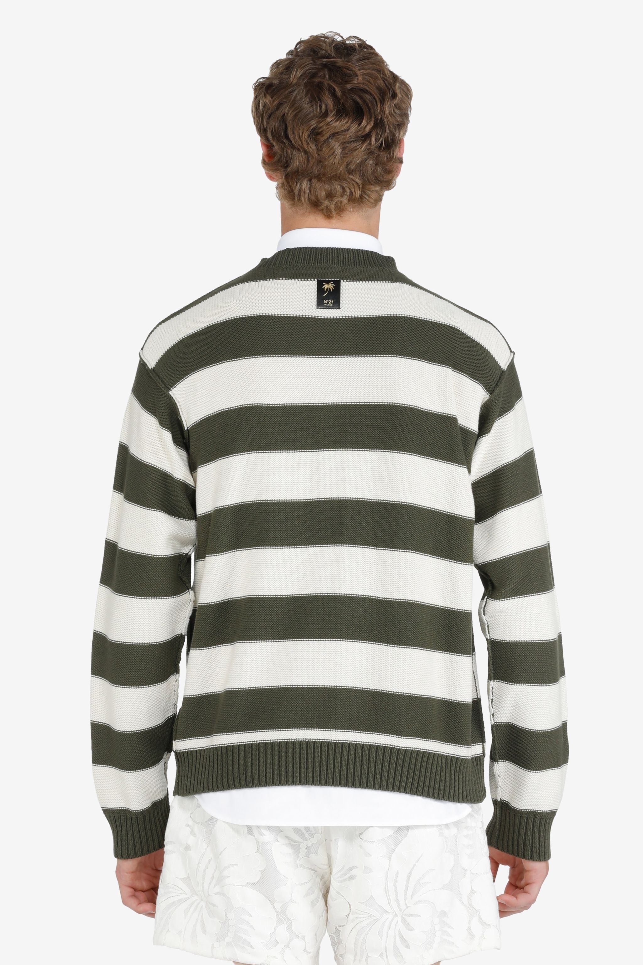 BUTTON-SHOULDER STRIPED SWEATER - 2