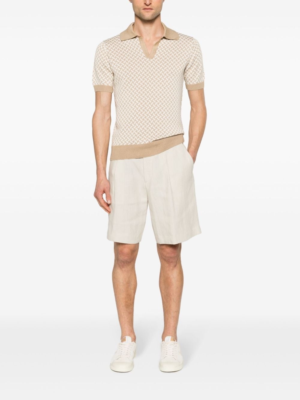 mid-rise linen bermuda shorts - 2