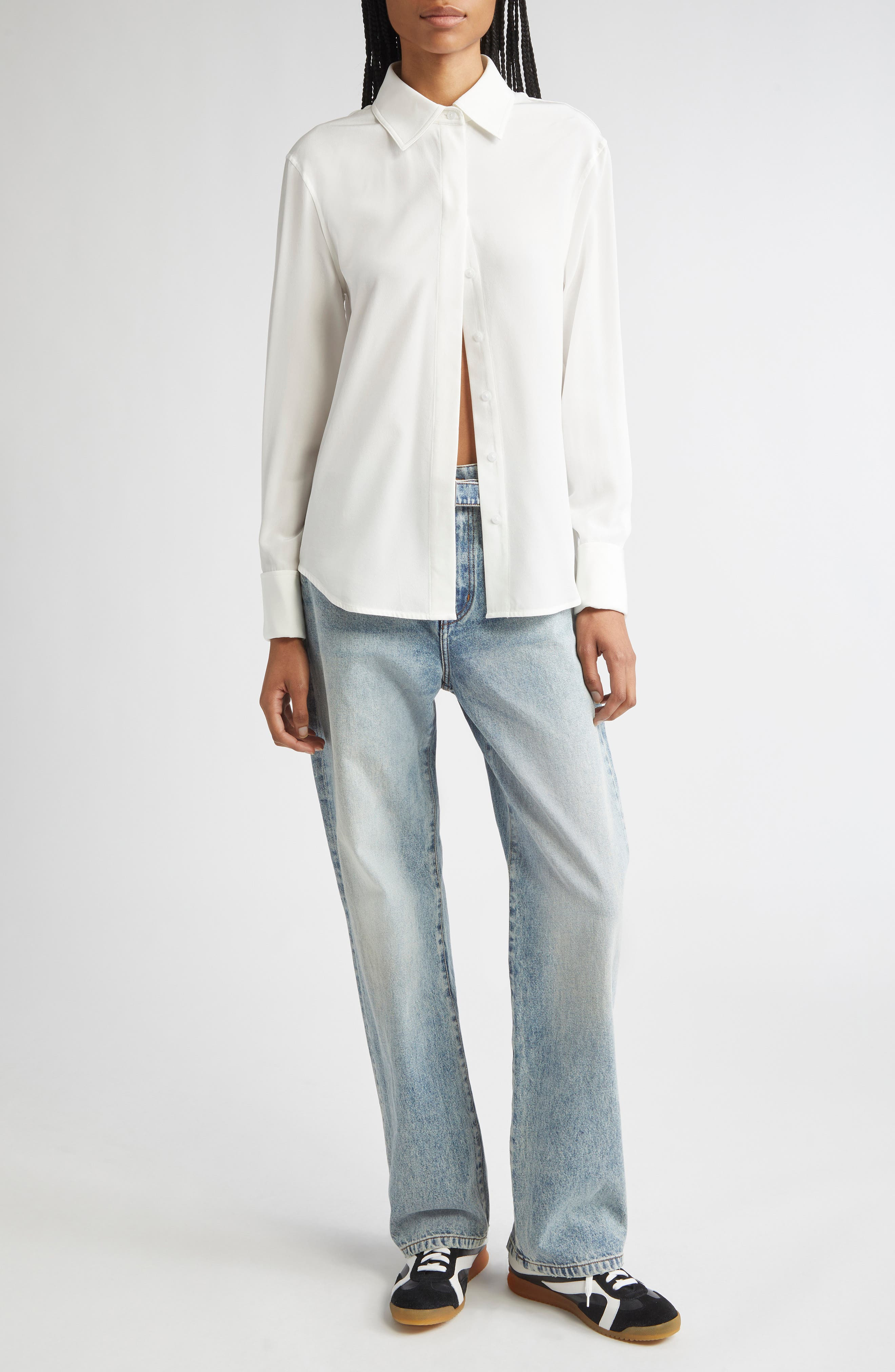 Proenza Schouler Arabella Silk Button-Up Shirt in White at Nordstrom - 2