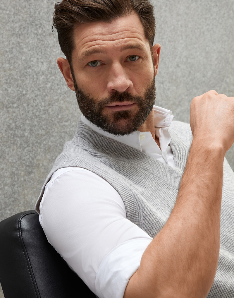 Cashmere English rib sweater vest 3