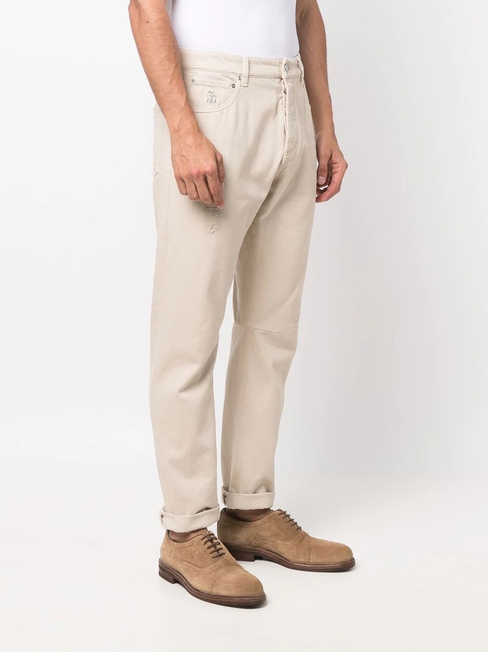 logo-print five-pockets straight-leg trousers - 3