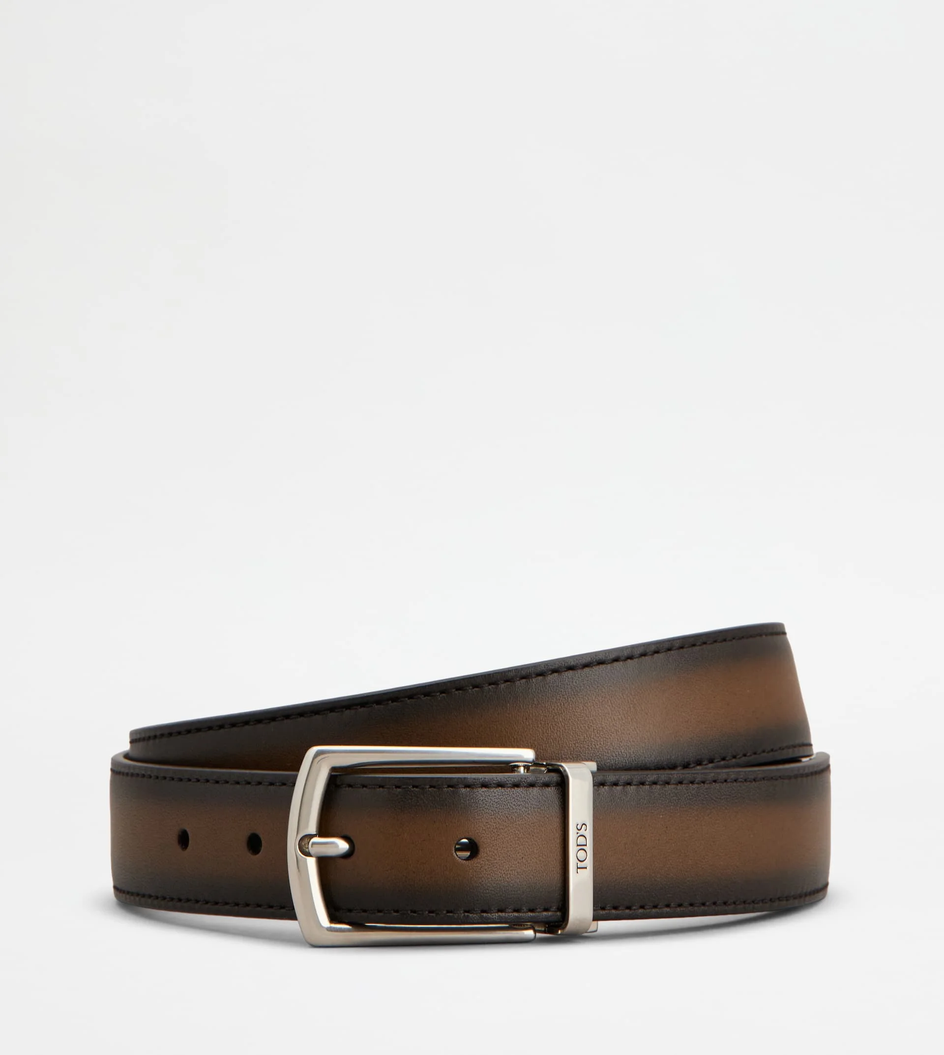 ADJUSTABLE AND REVERSIBLE BELT IN LEATHER - BROWN - 1