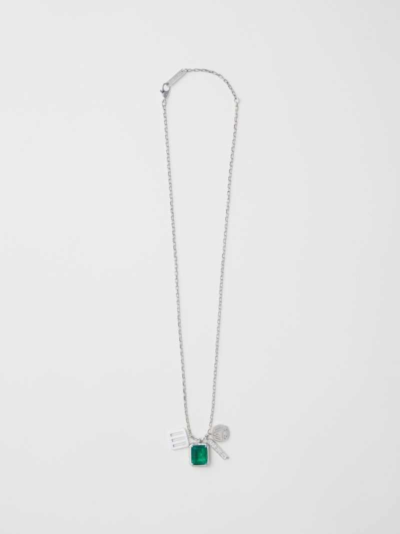 SQUARE CUT STONE CHARMS NECKLACE - 2