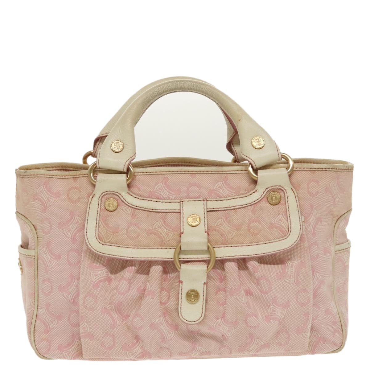 CELINE C Macadam Canvas Hand Bag Pink Gold - 13
