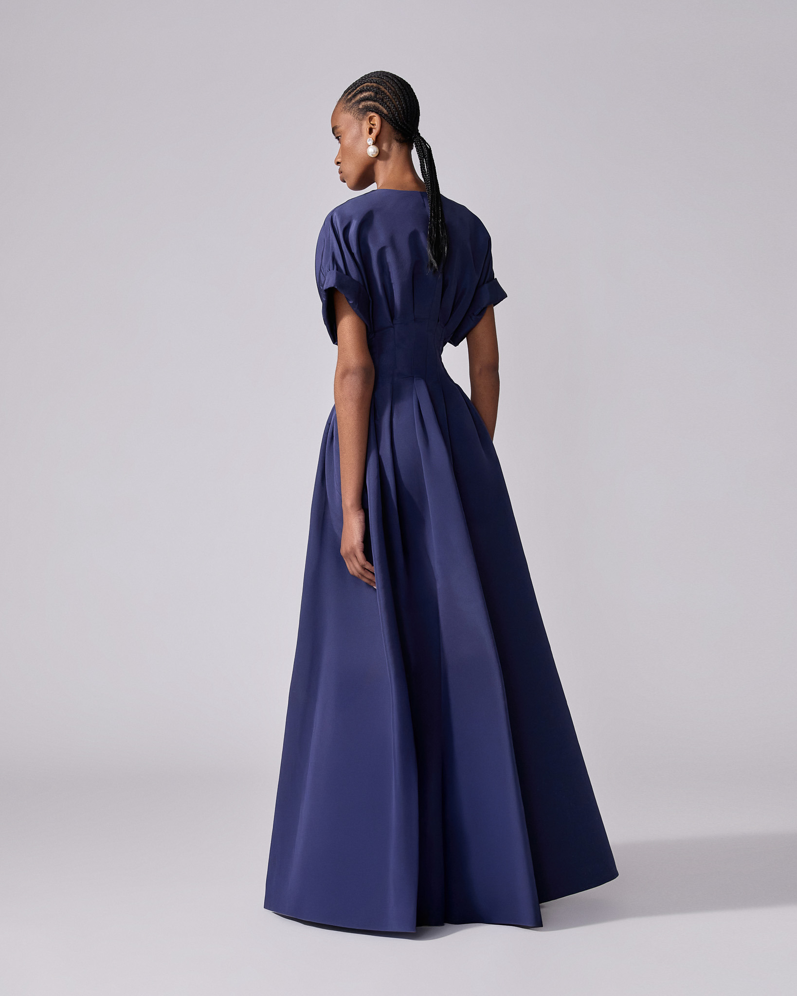 Rolled Sleeves Button-Front Gown - 3