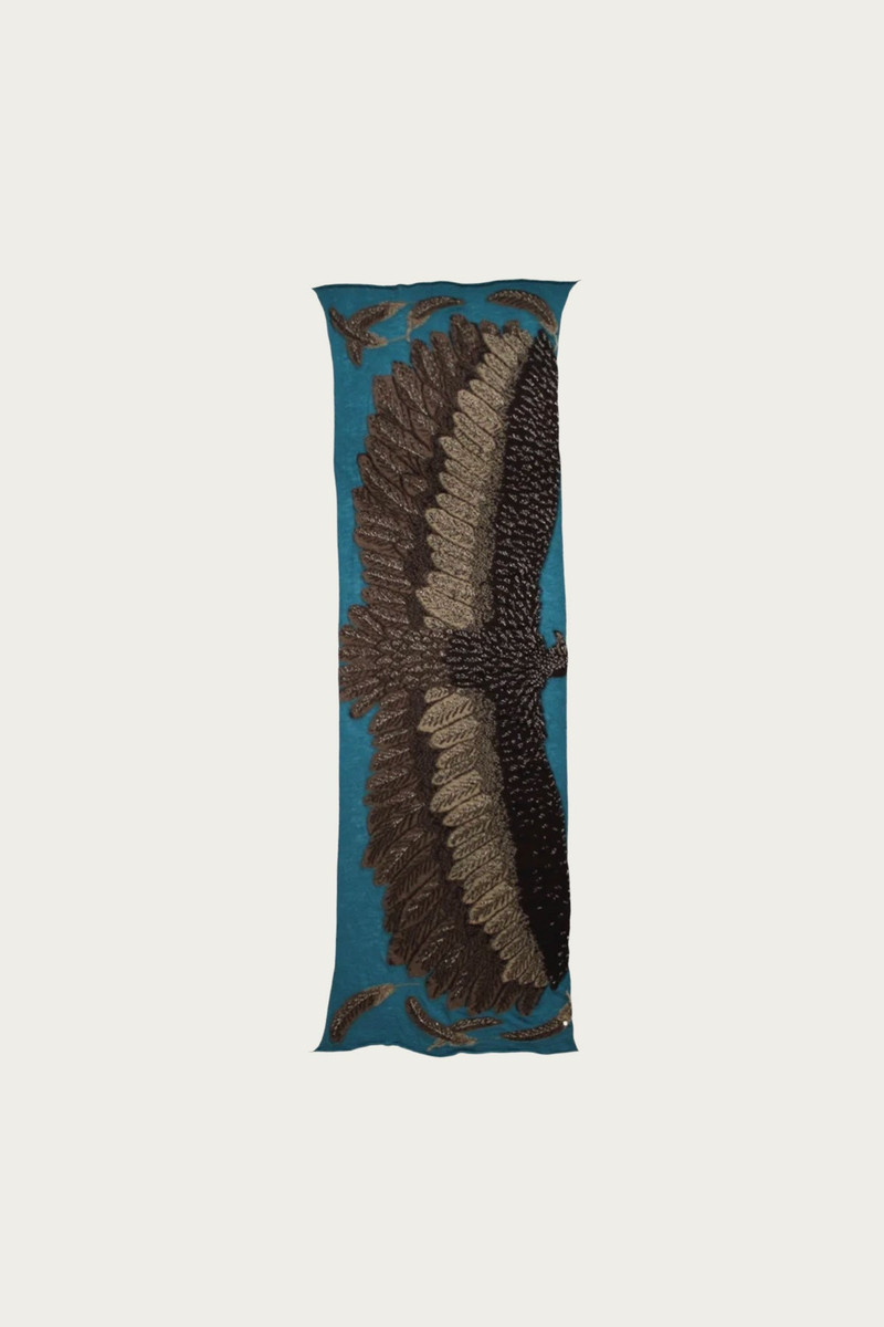 Fulling Wool Scarf OHWASHI - Turquoise 1