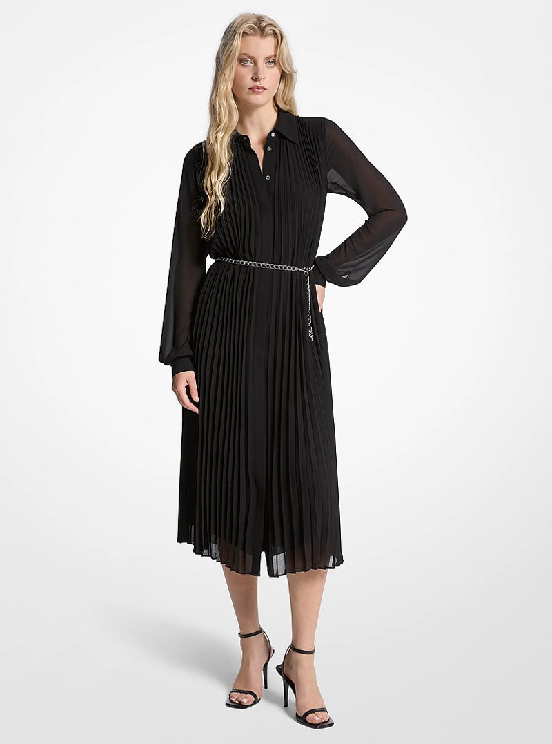 Pleated Georgette Shirtdress 1