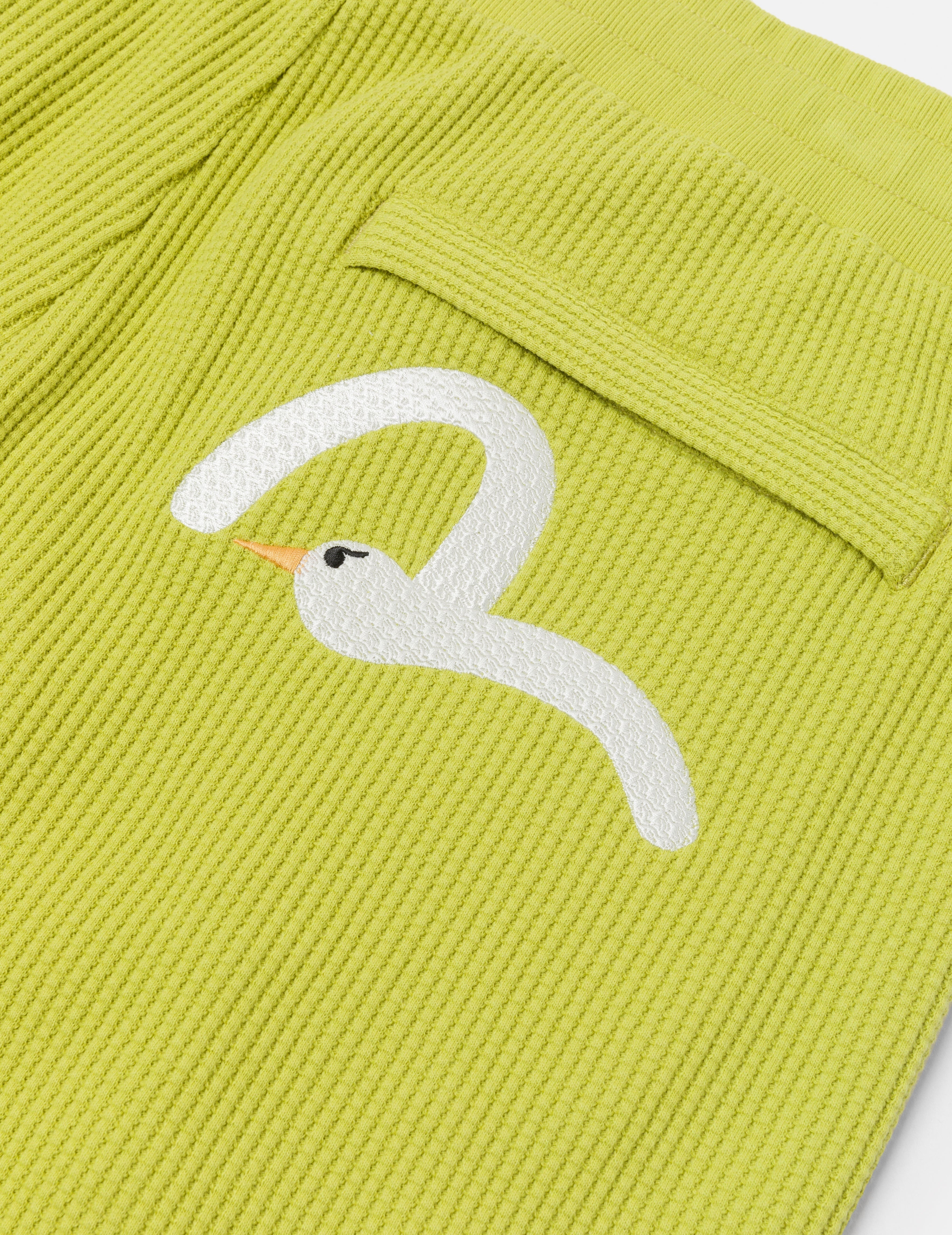 Seagull and Logo Embroidery Fashion Fit Waffle Sweatshorts - 6