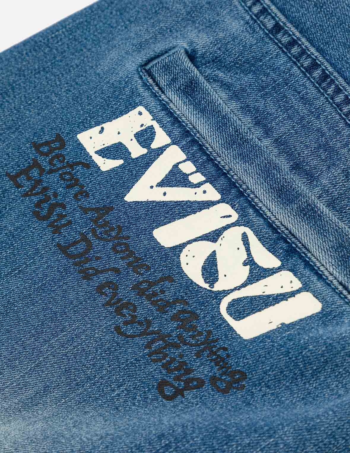 Seagull and Logo Print Loose Fit Denim Joggers - 12