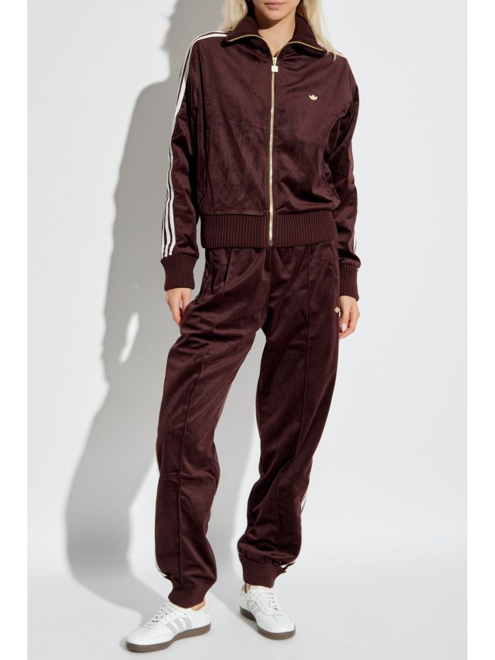 logo-patch velvet track pants - 2