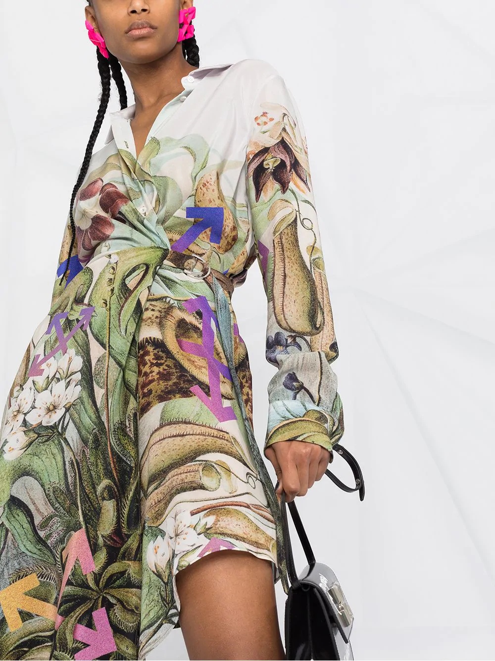 botanical-print shirt dress - 5