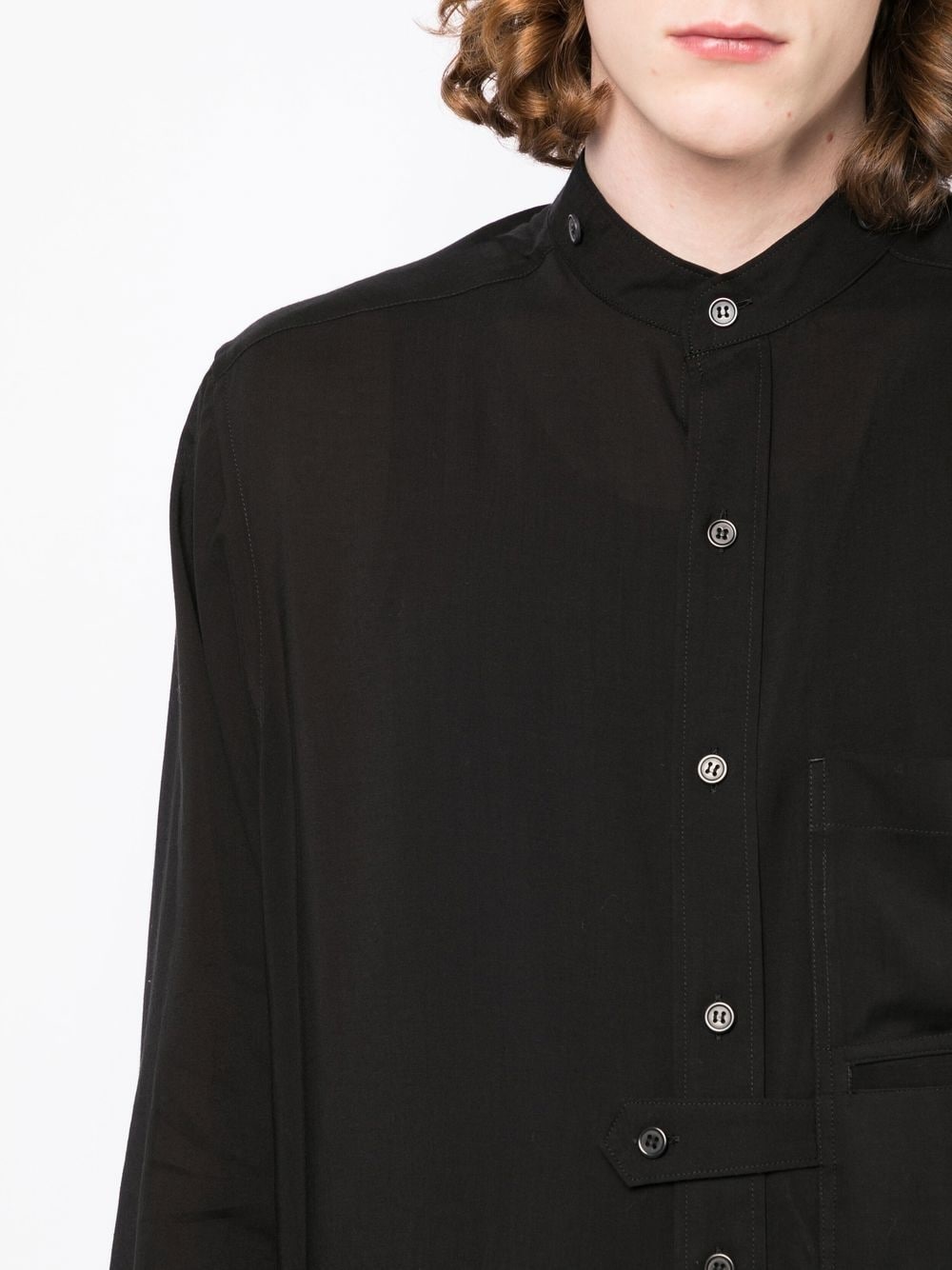 tab-collar long shirt - 6