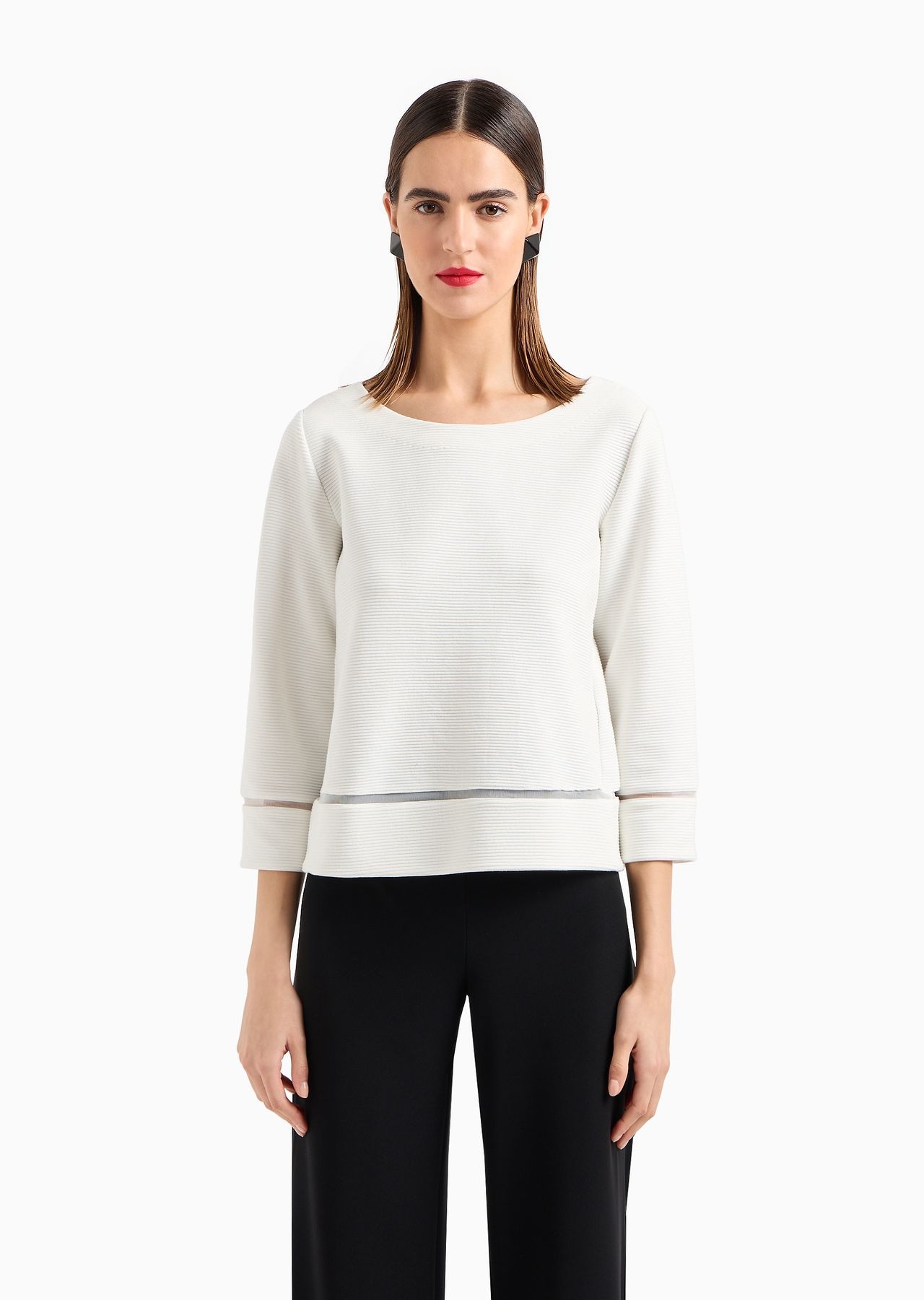 Ottoman jersey jumper with mesh inserts - 2
