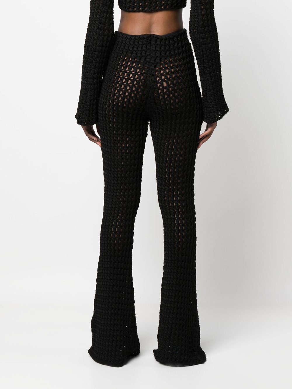 crochet-knit flared trousers - 4