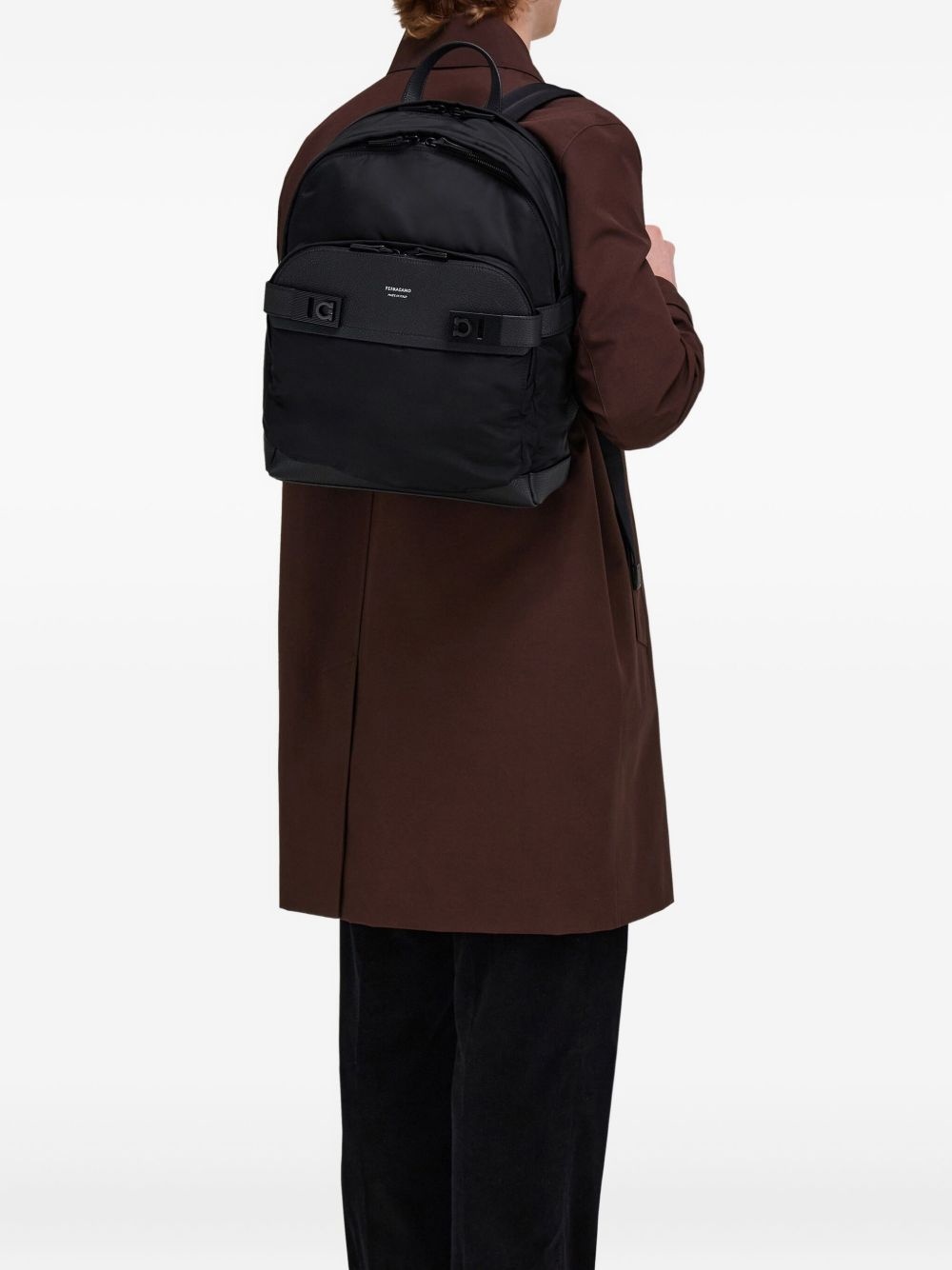 leather-trim backpack - 2