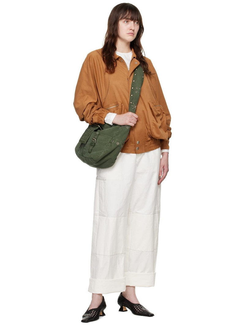 lesugiatelier Tan Embroidered Faux-Leather Bomber Jacket outlook