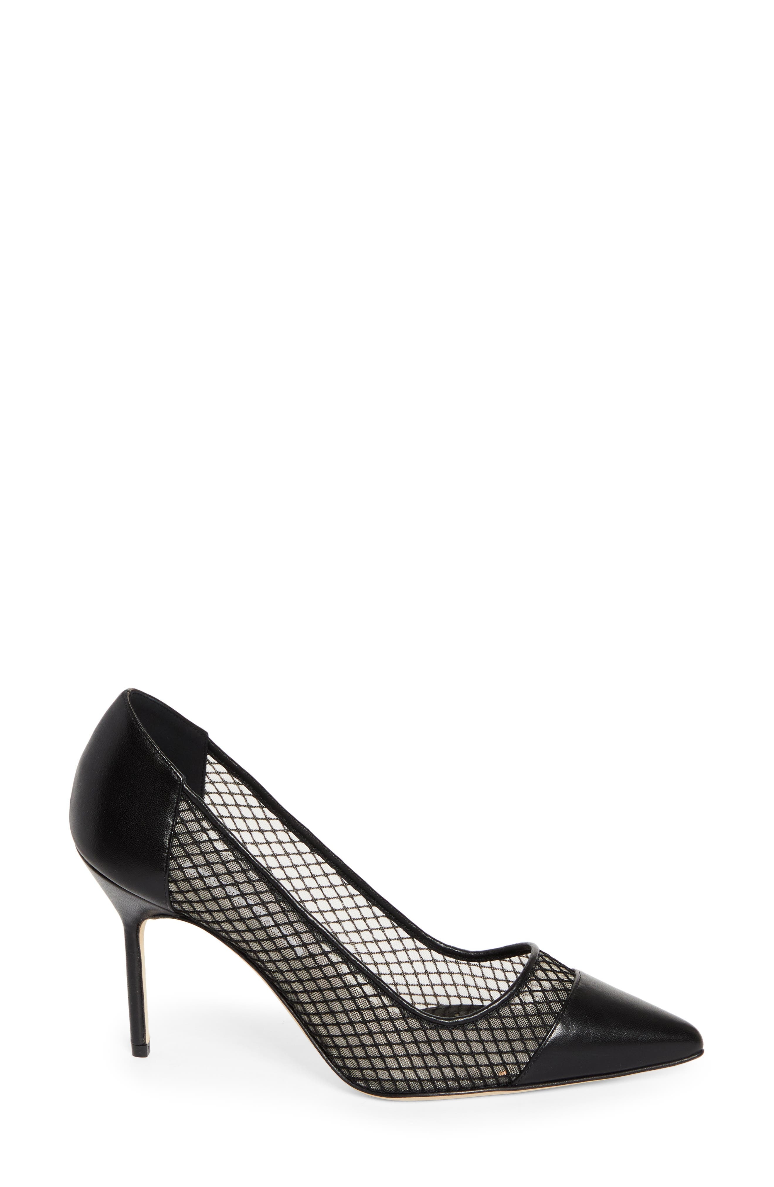 Manolo Blahnik Capcourme Mesh & Leather Pump in Black at Nordstrom - 3