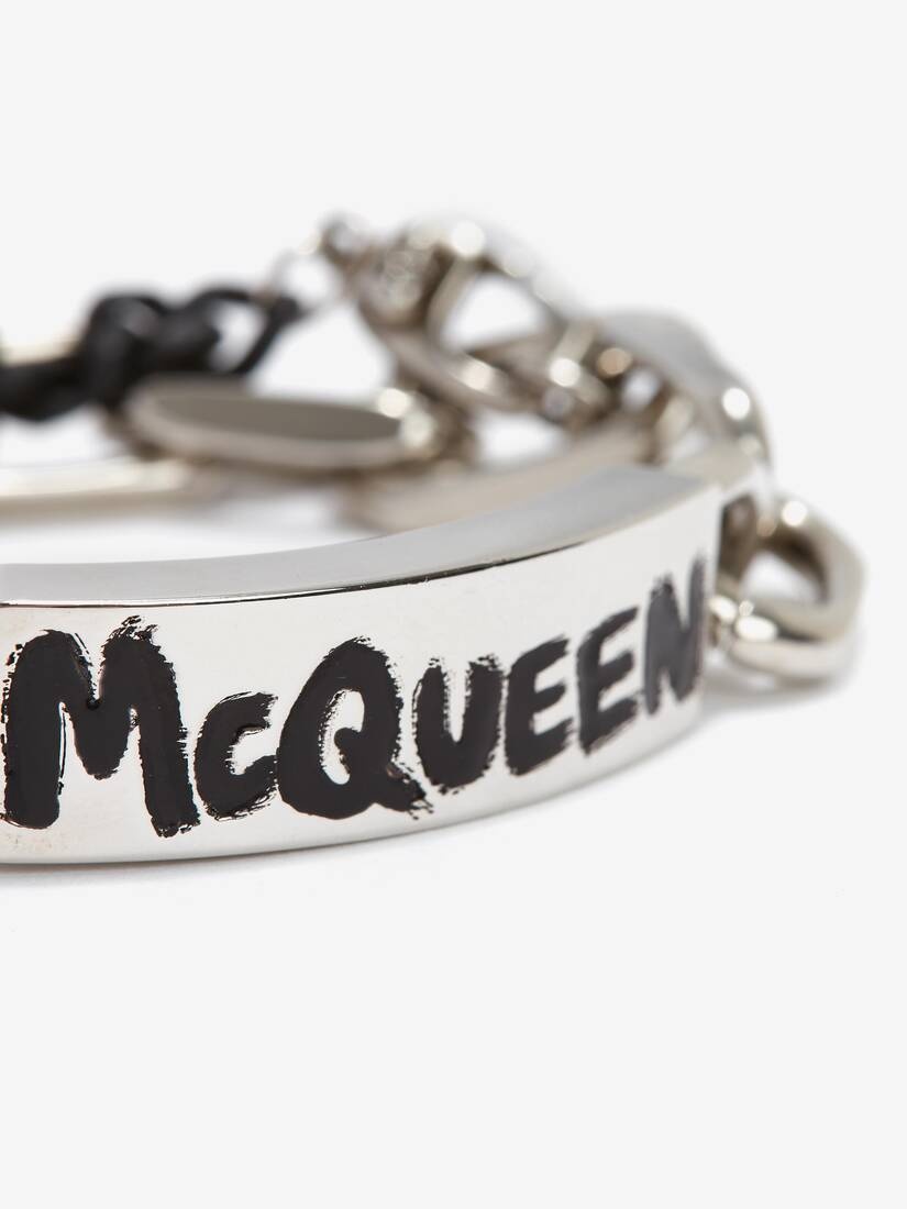 Mcqueen Graffiti Bracelet in Antique Silver - 3