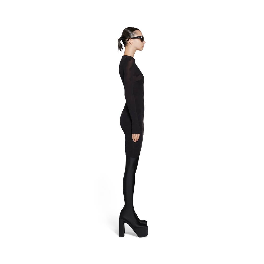 Women's Mini Allover Logo Dress in Black - 3