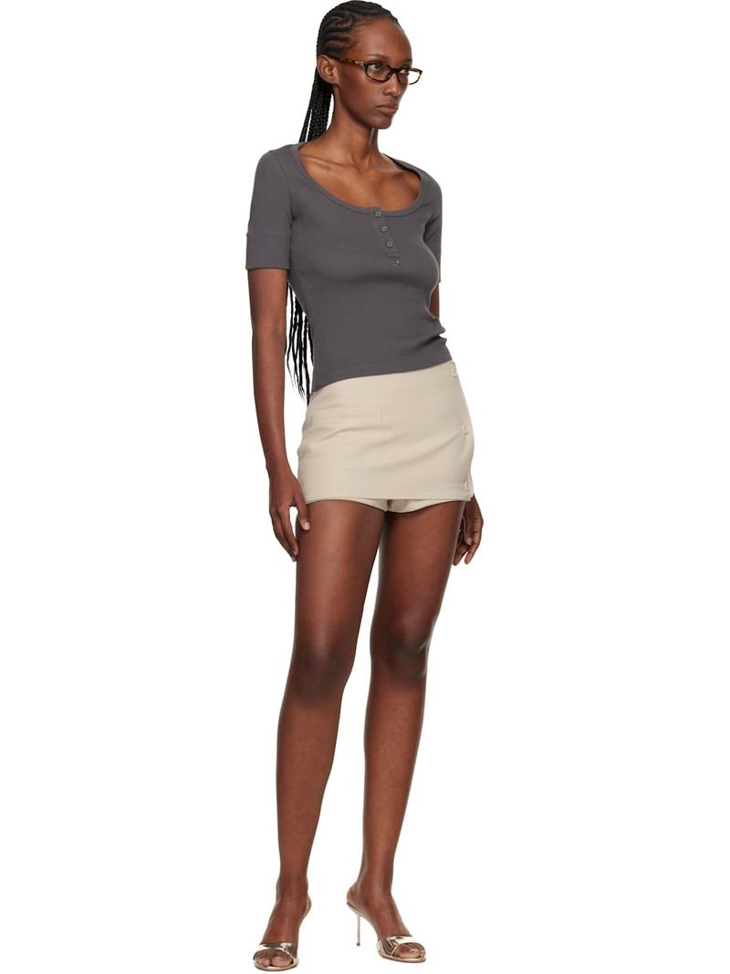 courrèges Gray Buttoned 90's Rib T-shirt outlook