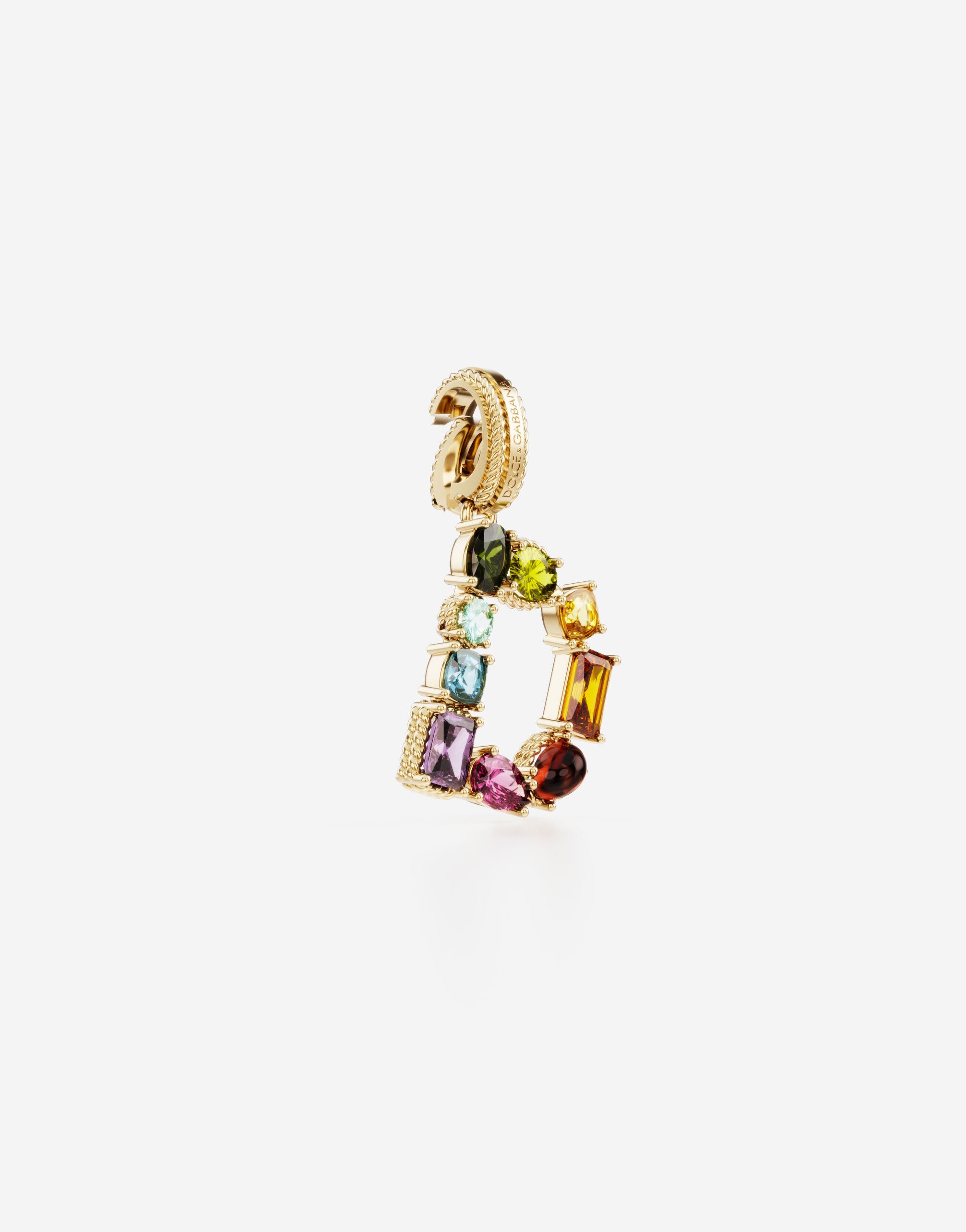 Charm D Lettering 18-carat yellow gold and multicolored gems - 2