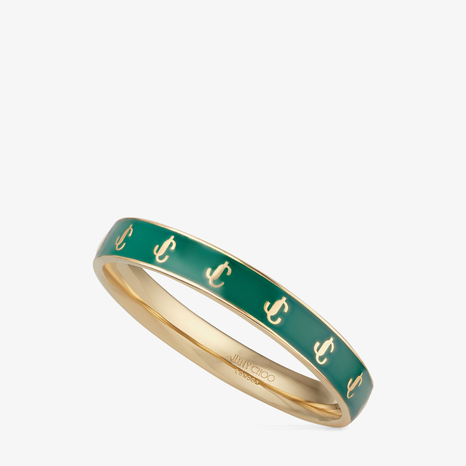 JC Enamel Bangle
Gold-Finish Metal and Emerald Enamel JC Bangle - 4