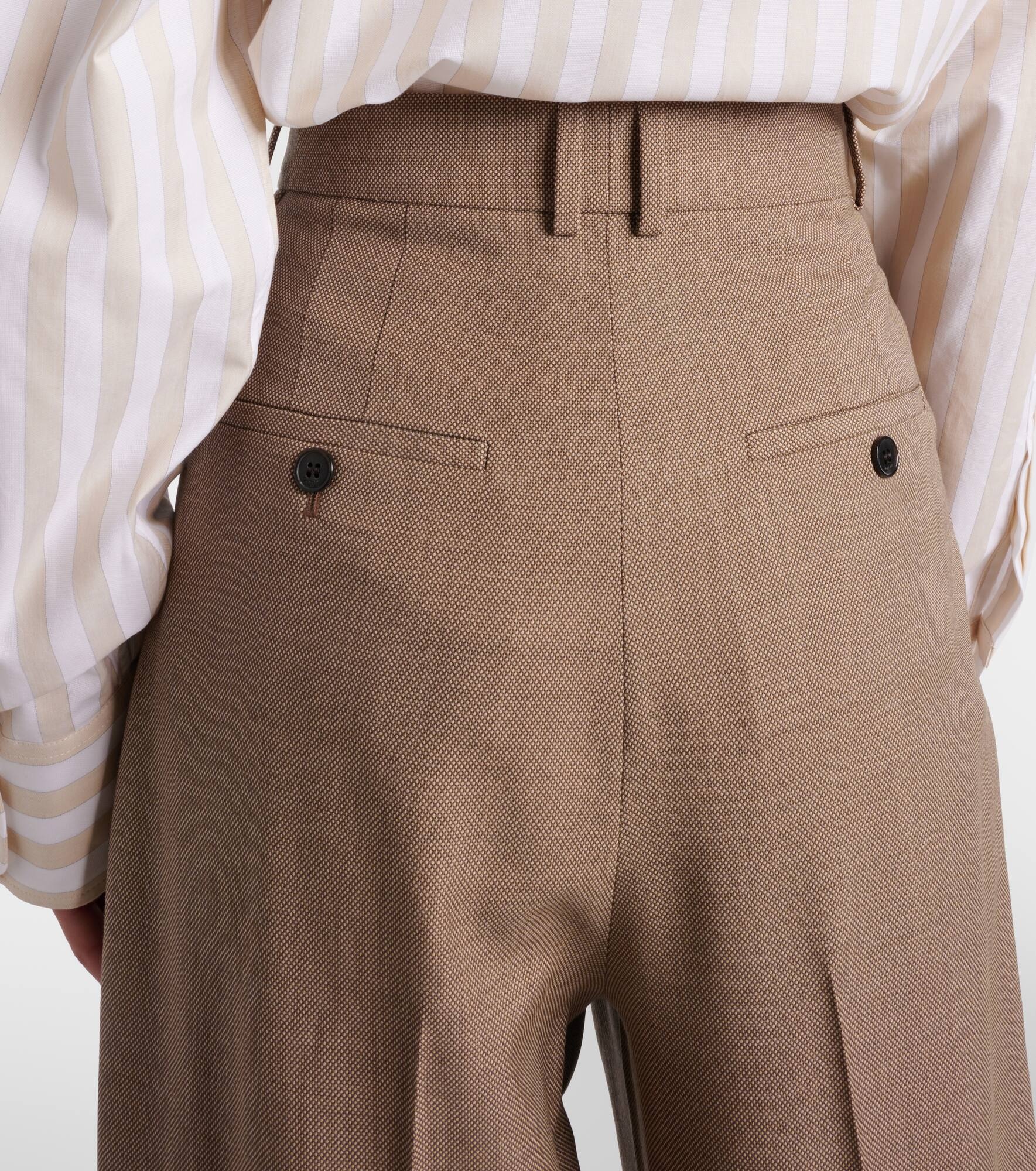 Pleated wool wide-leg pants - 5