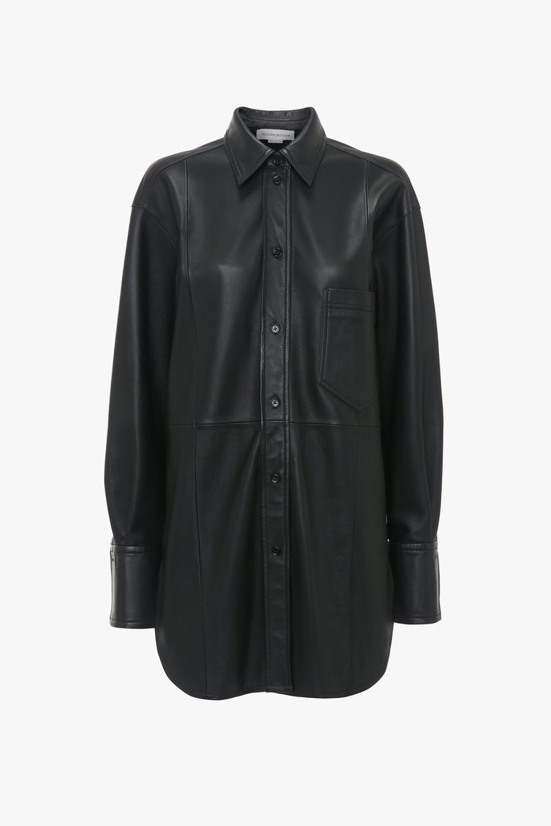 Oversized Shirt In Black Leather 1