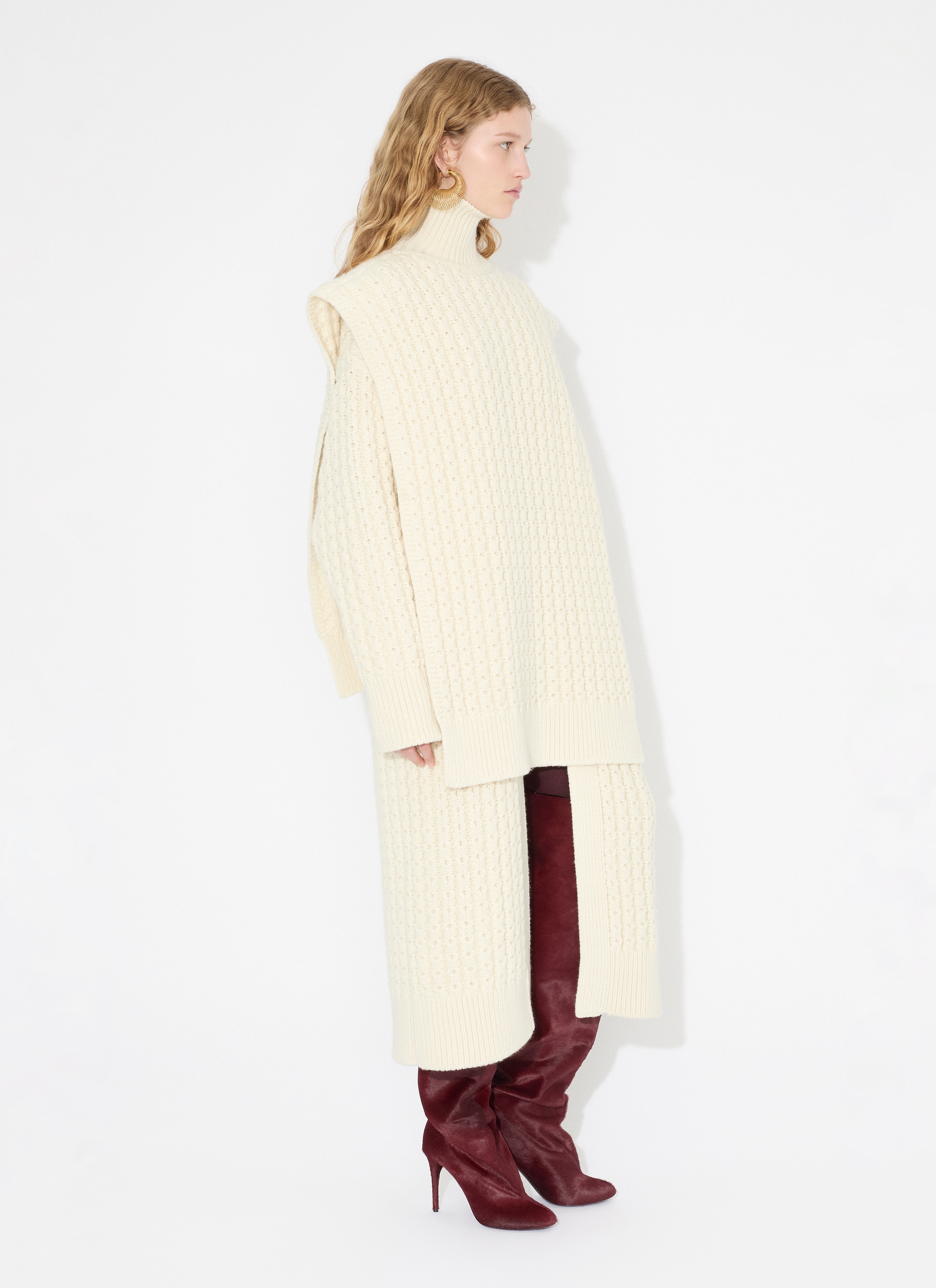 LONG HONEYCOMB WOOL CARDIGAN - 4