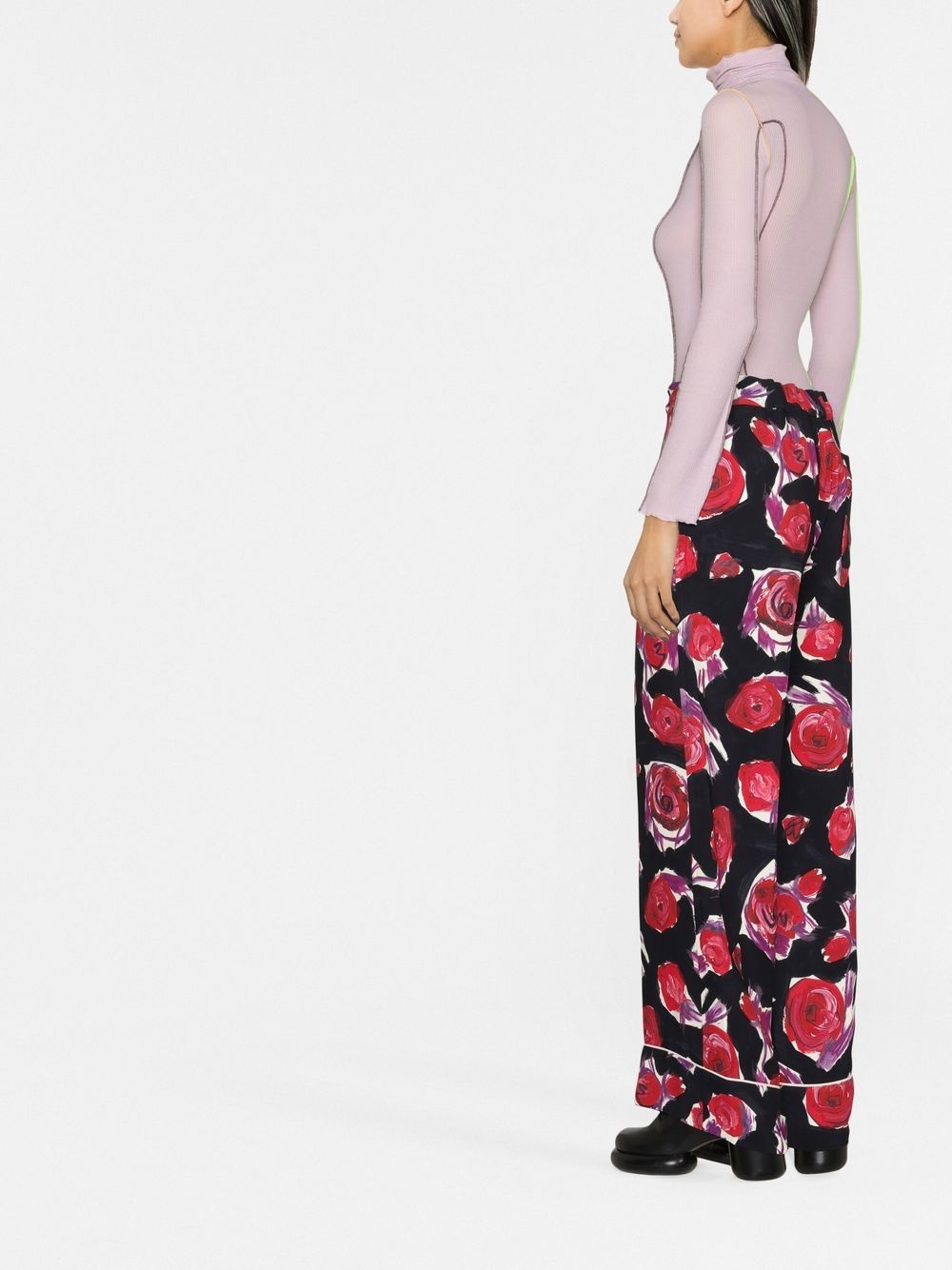 floral-print wide-leg trousers - 3