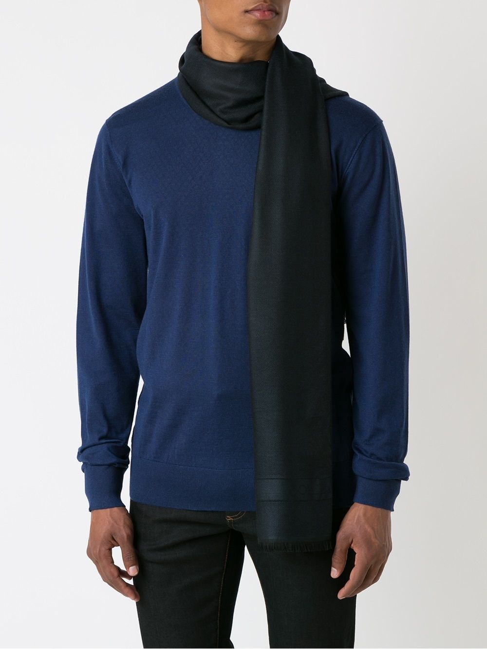 cashmere crown and logo knitted scarf - 2