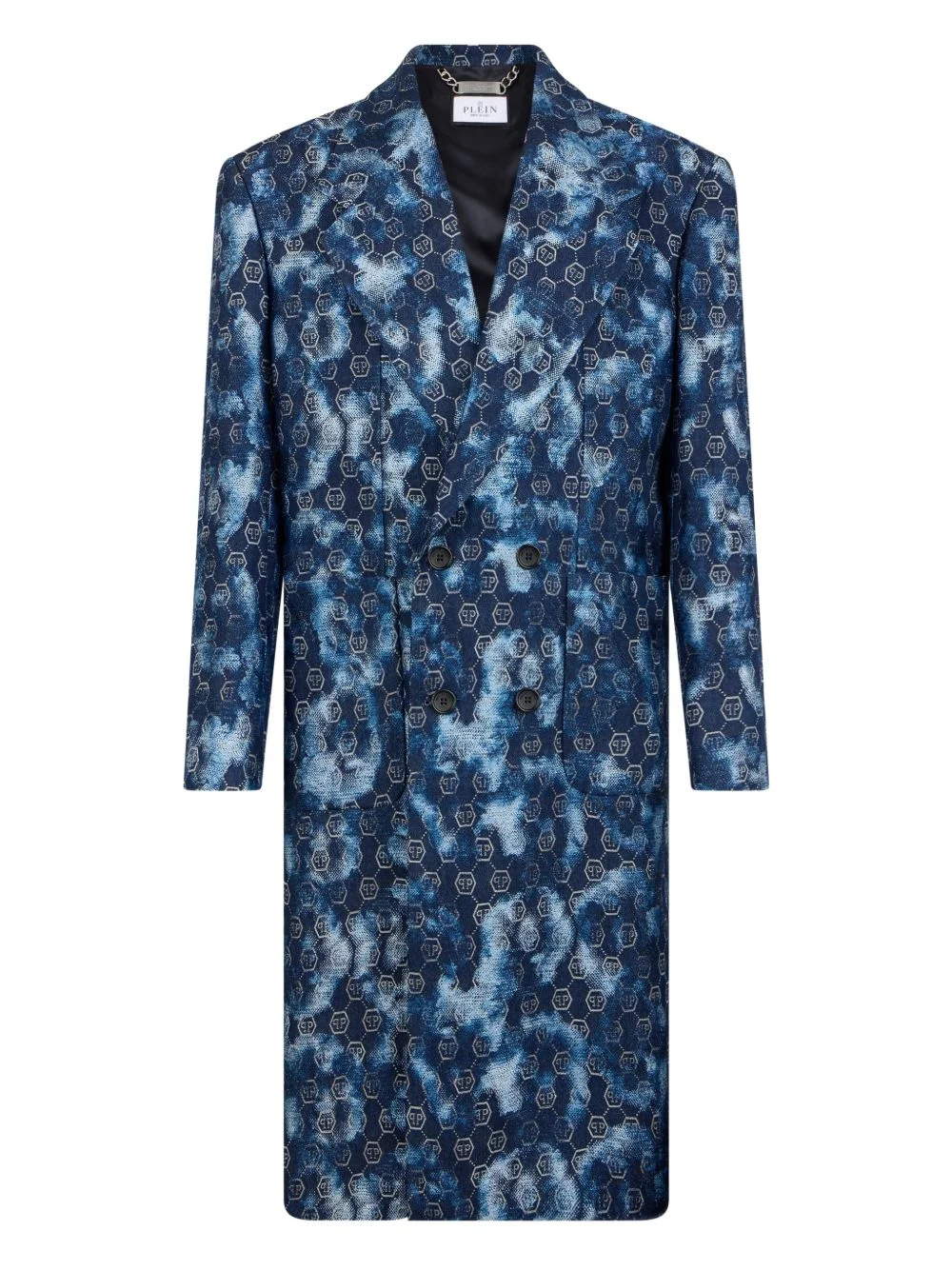 jacquard double-breasted coat - 1