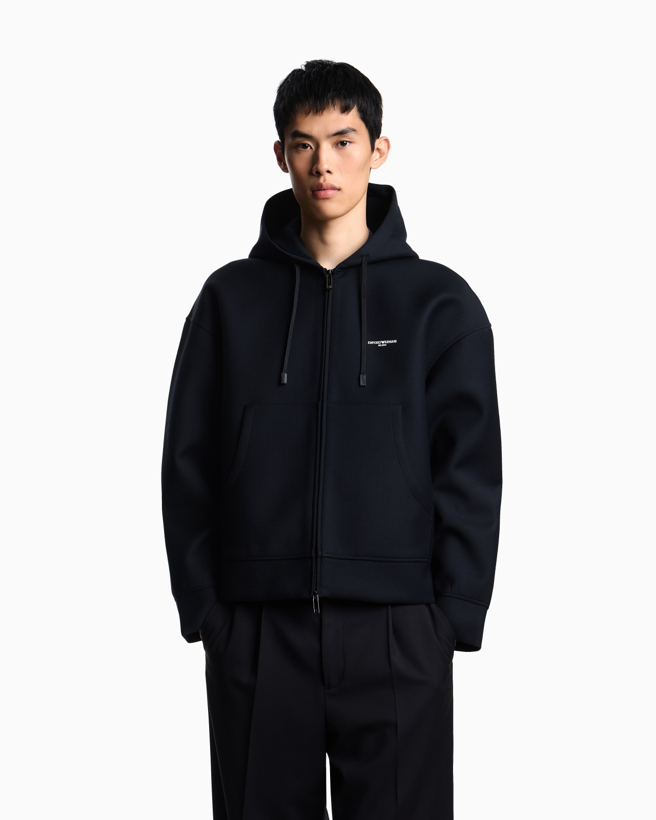 LIGHT WOOL ZIP-UP HOODED SWEATSHIRT - 4