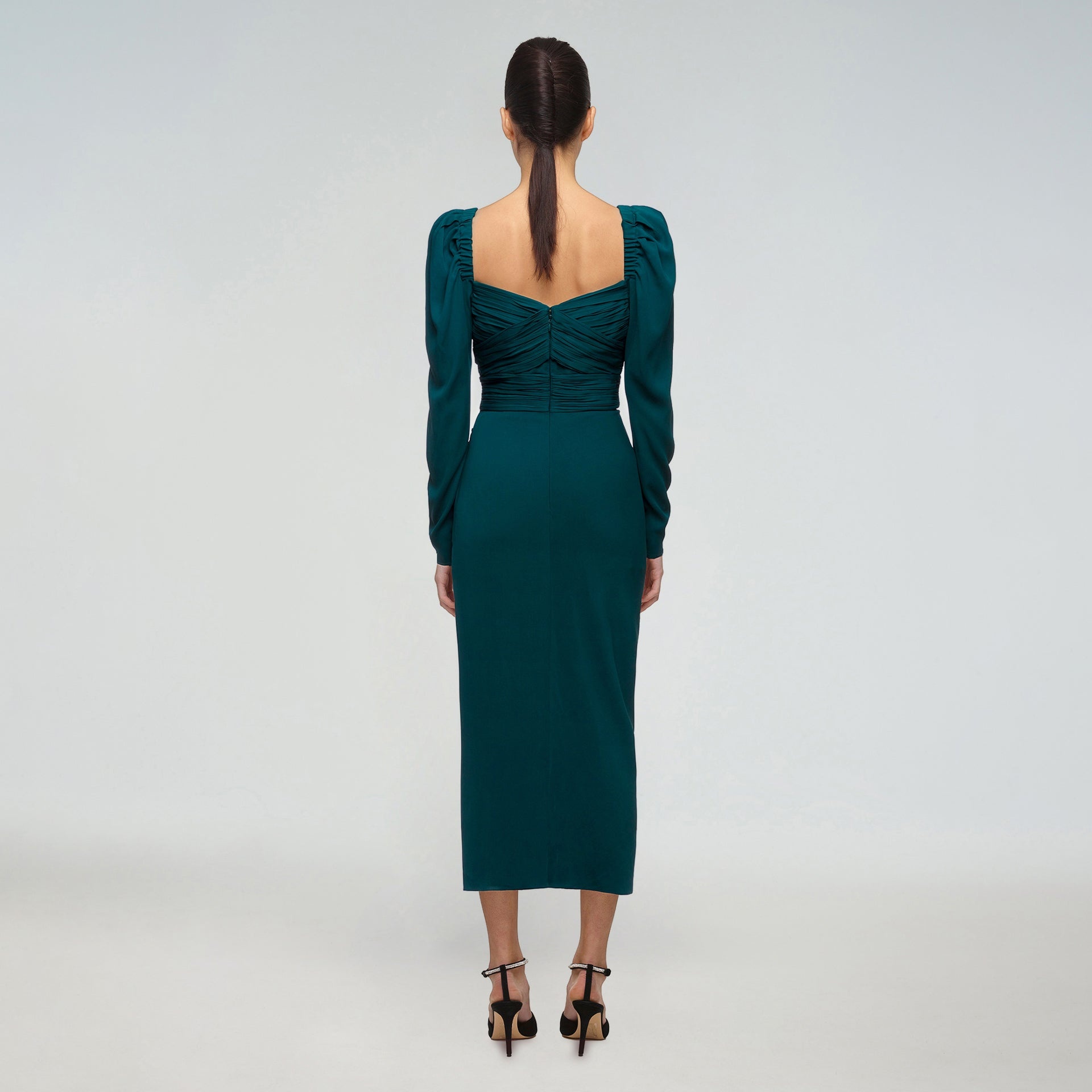 Deep Teal Iris Midi Dress - 3