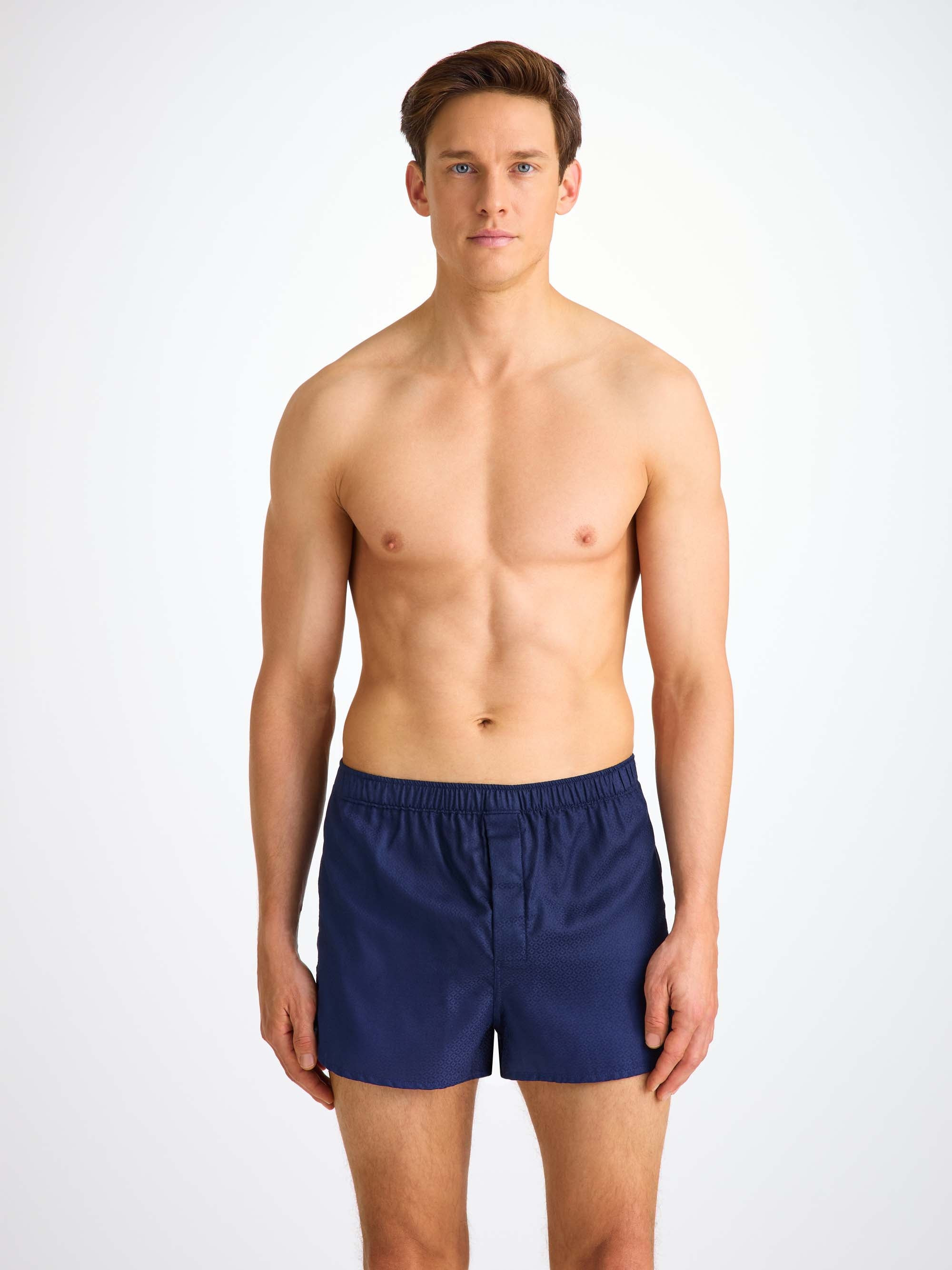 Men's Modern Fit Boxers Lombard 6 Cotton Jacquard Navy - 1
