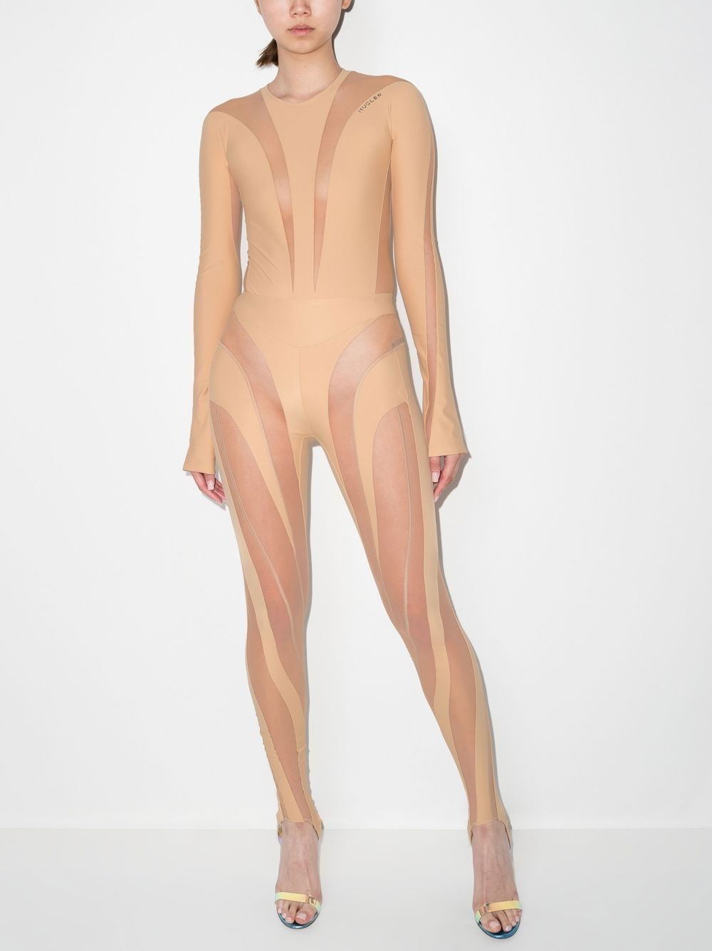 panelled long-sleeve sheer bodysuit - 2