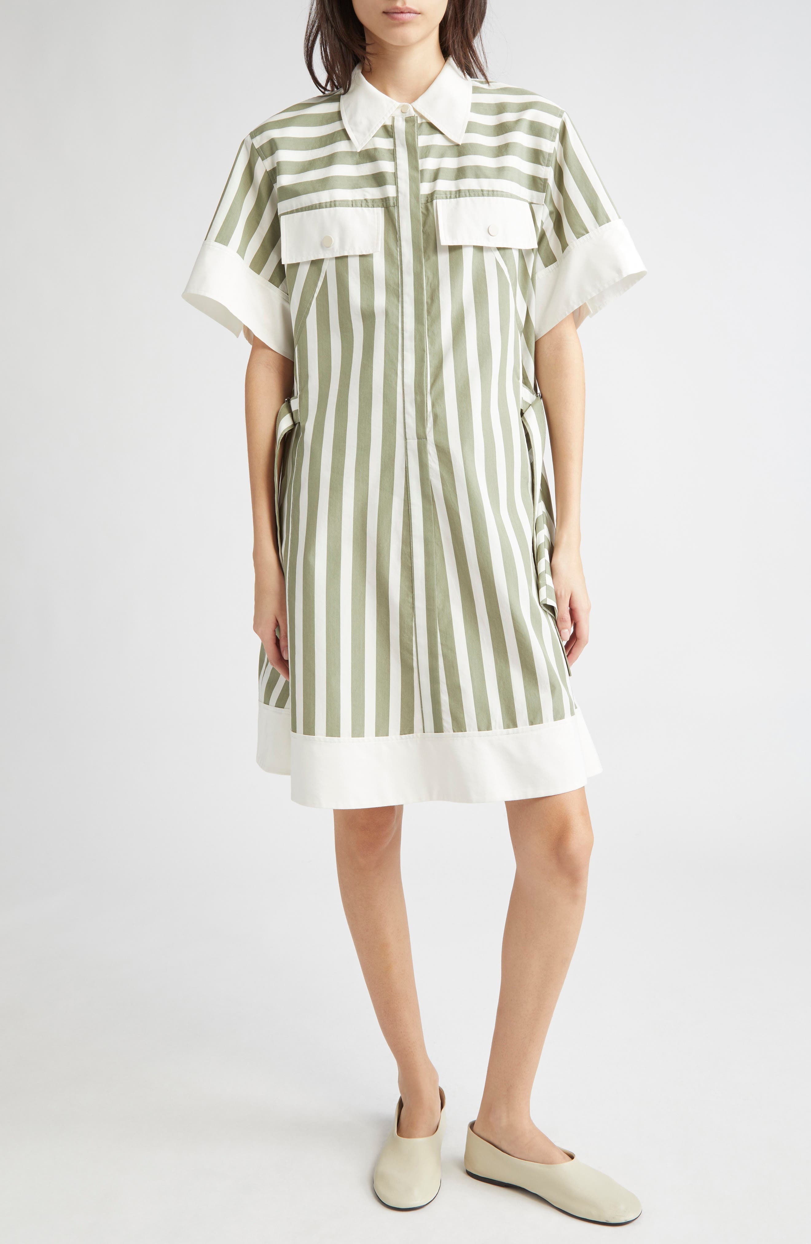 3.1 Phillip Lim Stripe Cotton & Silk Shirtdress in Thyme Multi at Nordstrom - 5