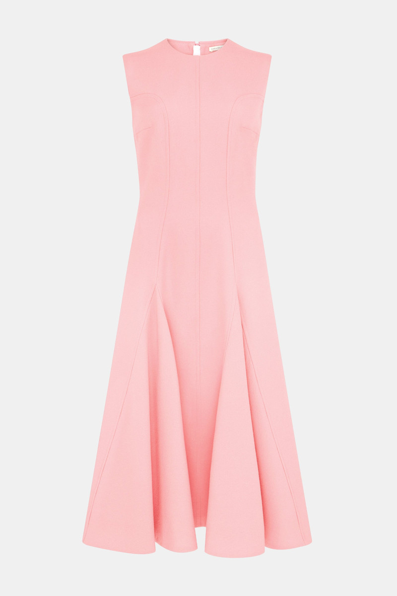 Benicia Dress In Pink Sorbet Single Wool Crepe 1