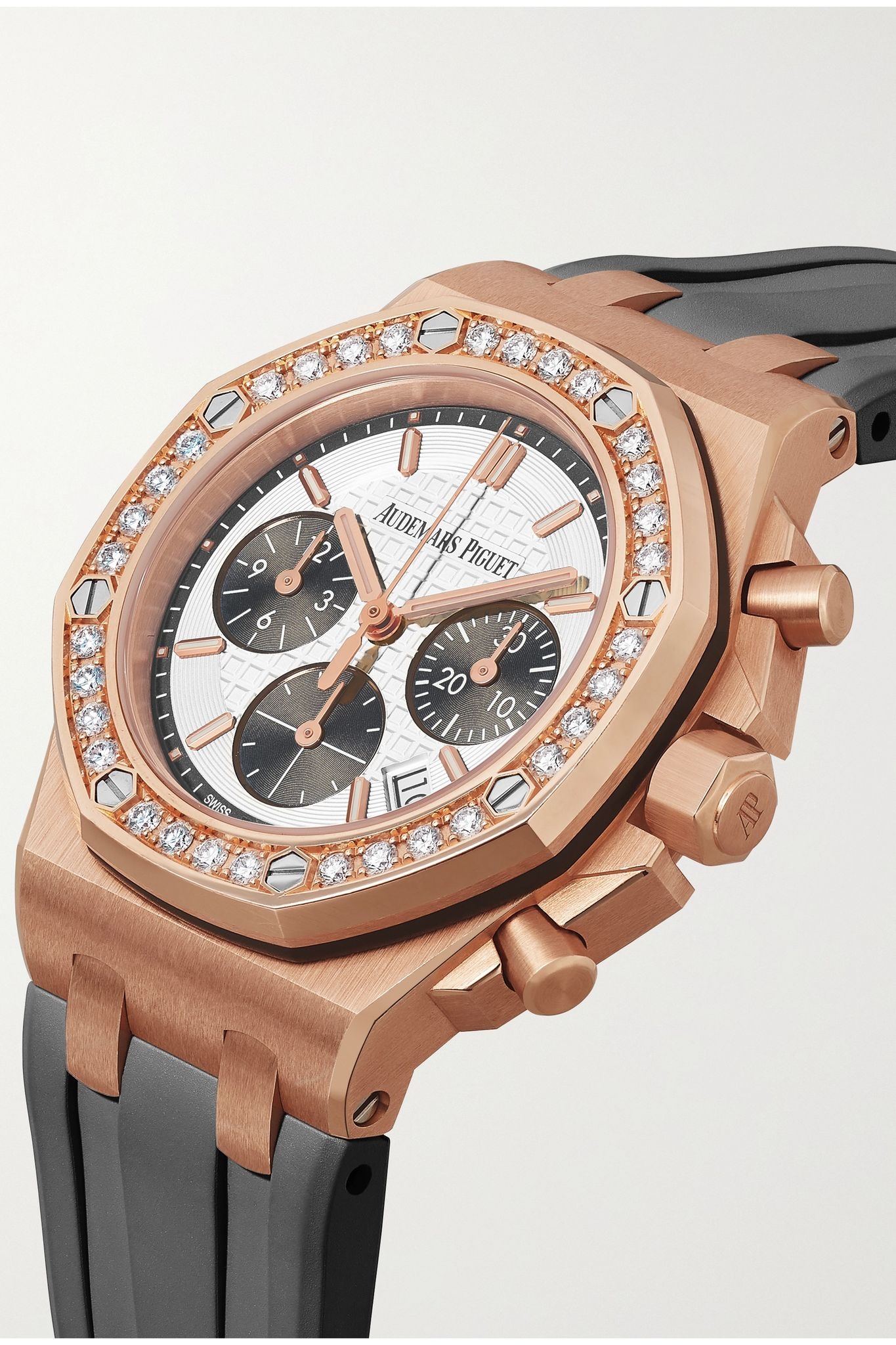 Royal Oak Offshore Automatic Chronograph 37mm 18-karat pink gold, rubber and diamond watch - 2