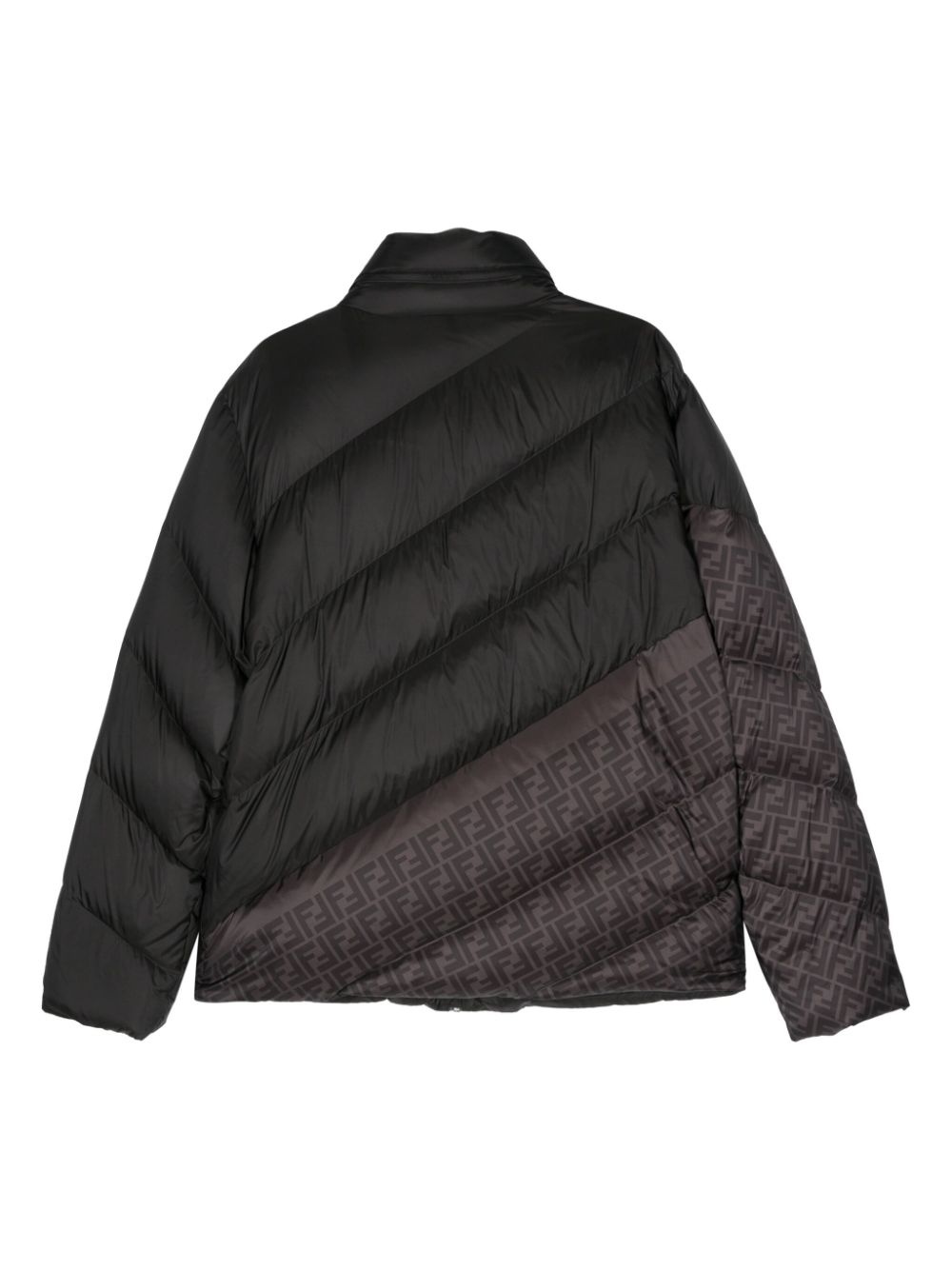 FF-print diagonal-quilted puff jacket - 2