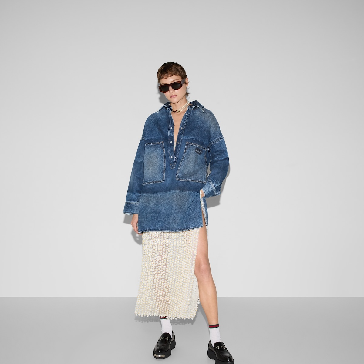 Lasered denim dress - 6