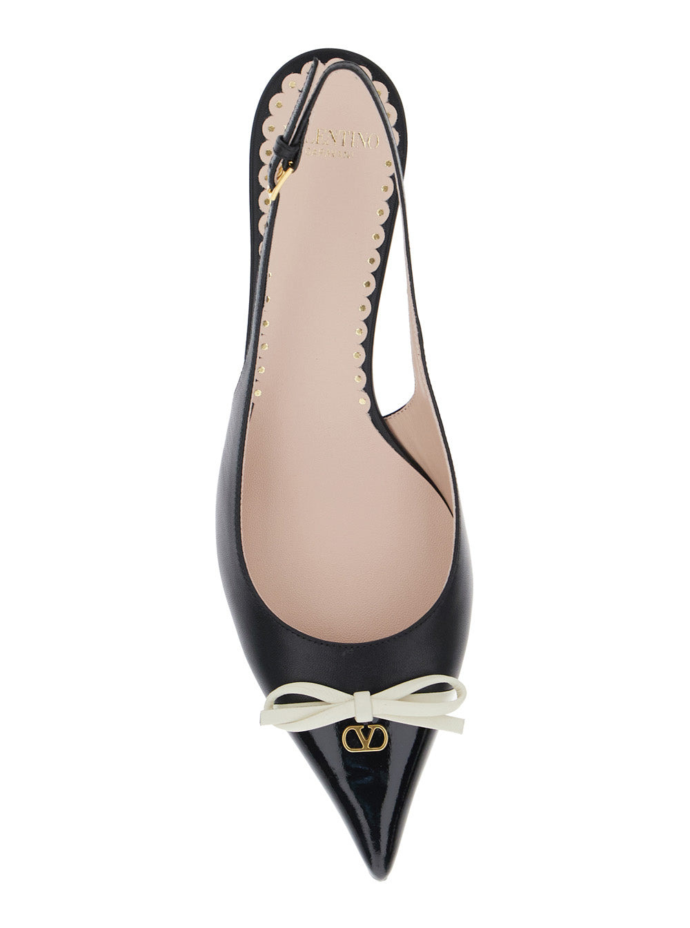 Valentino Garavani Women Black Décolleté With Bow And Logo Plaque On The Front In Leather Woman - 4