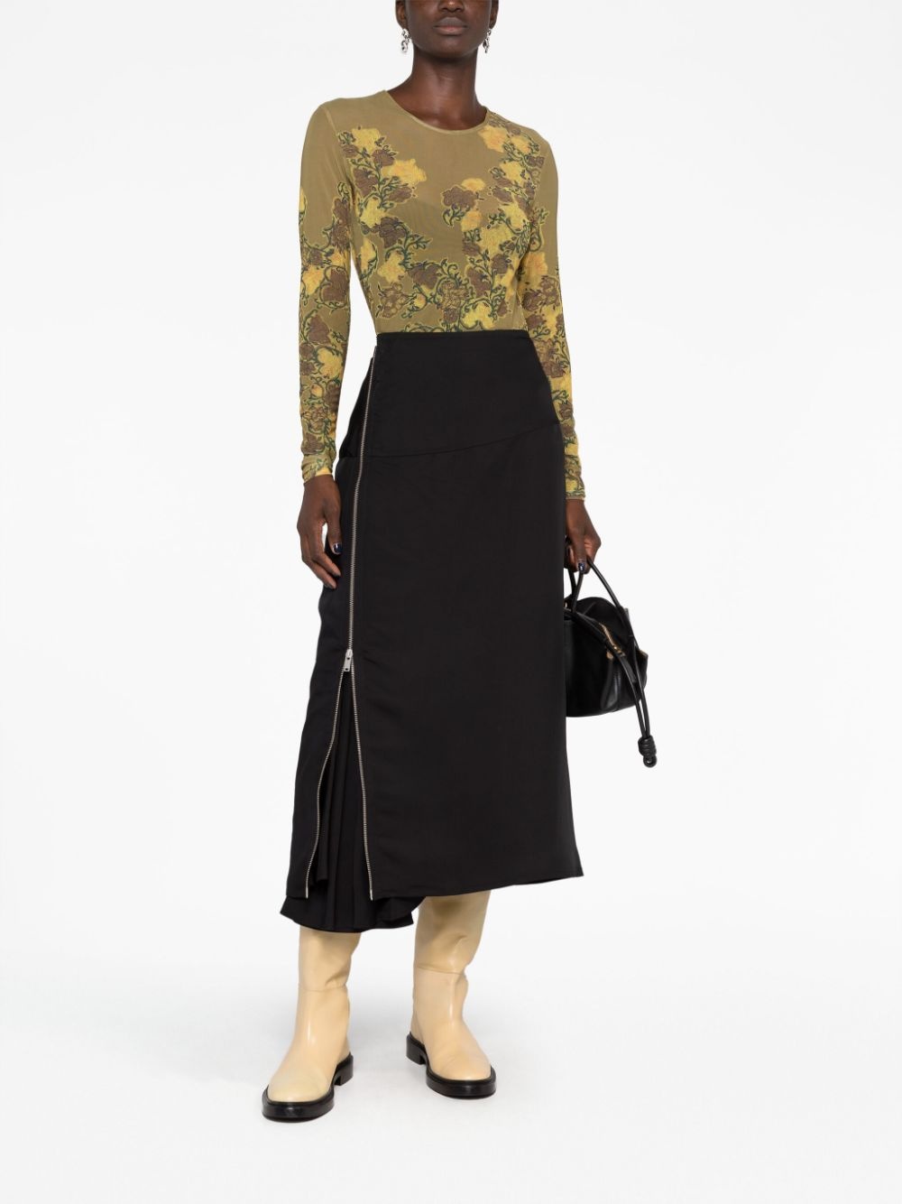 zip-embellished midi skirt - 2