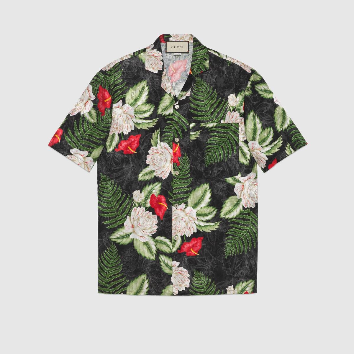 Hawaiian print bowling shirt - 1