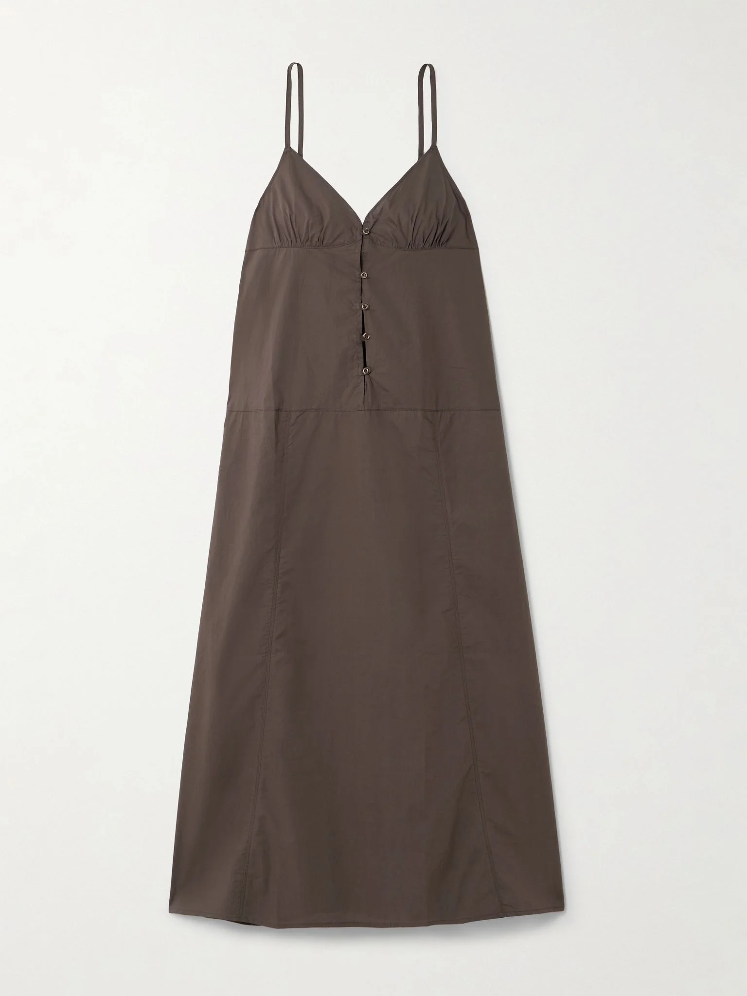 Organic cotton-poplin midi dress Brown - 1