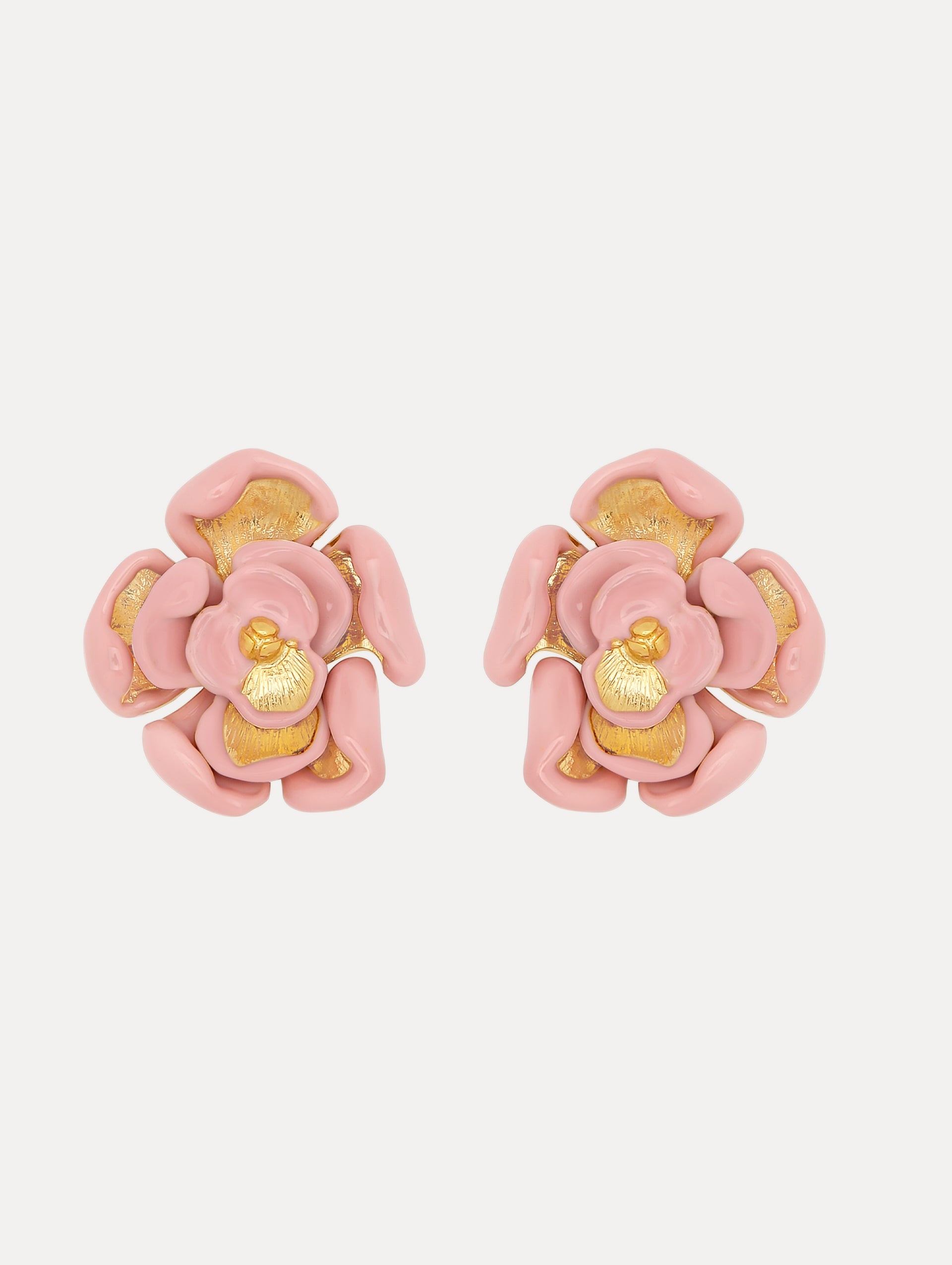 ENAMEL ROSE CLIP-ON EARRINGS - 1