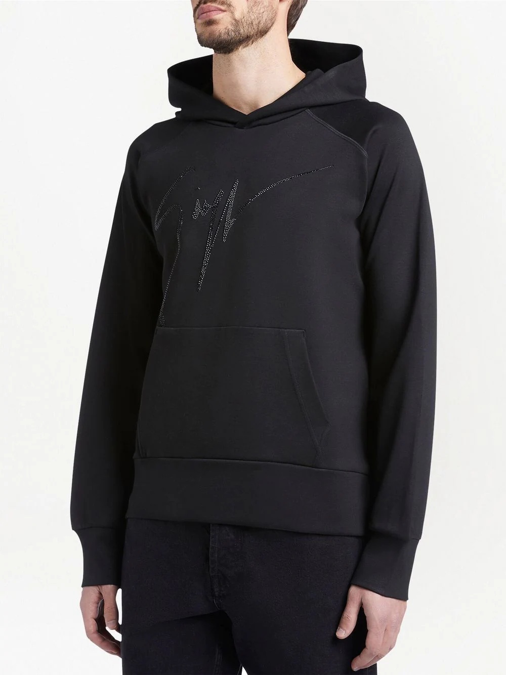 crystal-embellished logo hoodie - 3