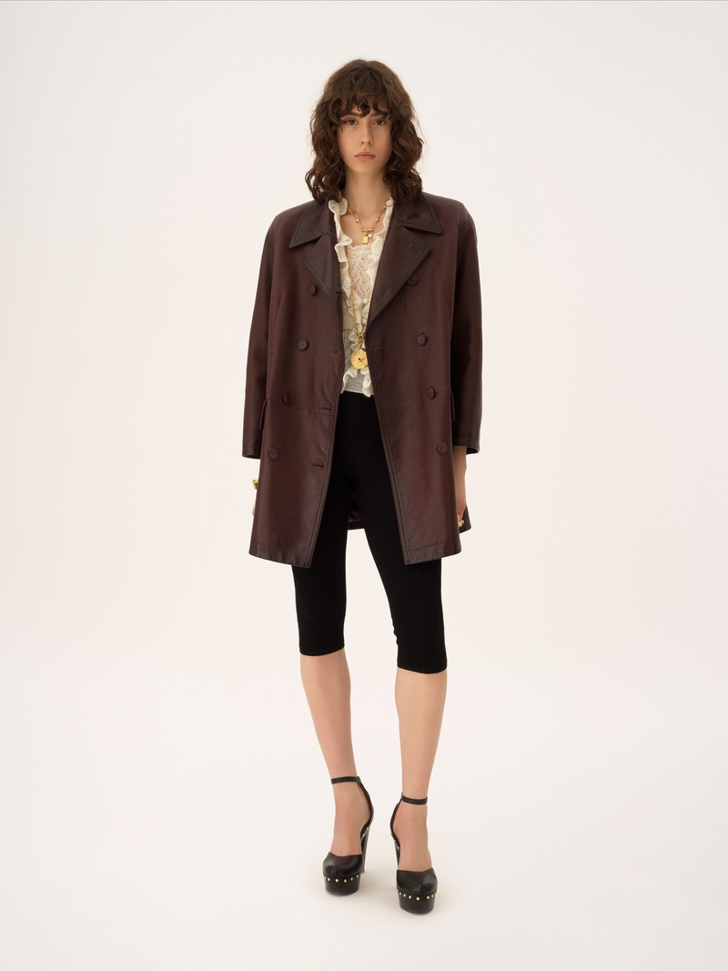 Chloé DOUBLE-BREASTED CARCOAT IN LEATHER outlook