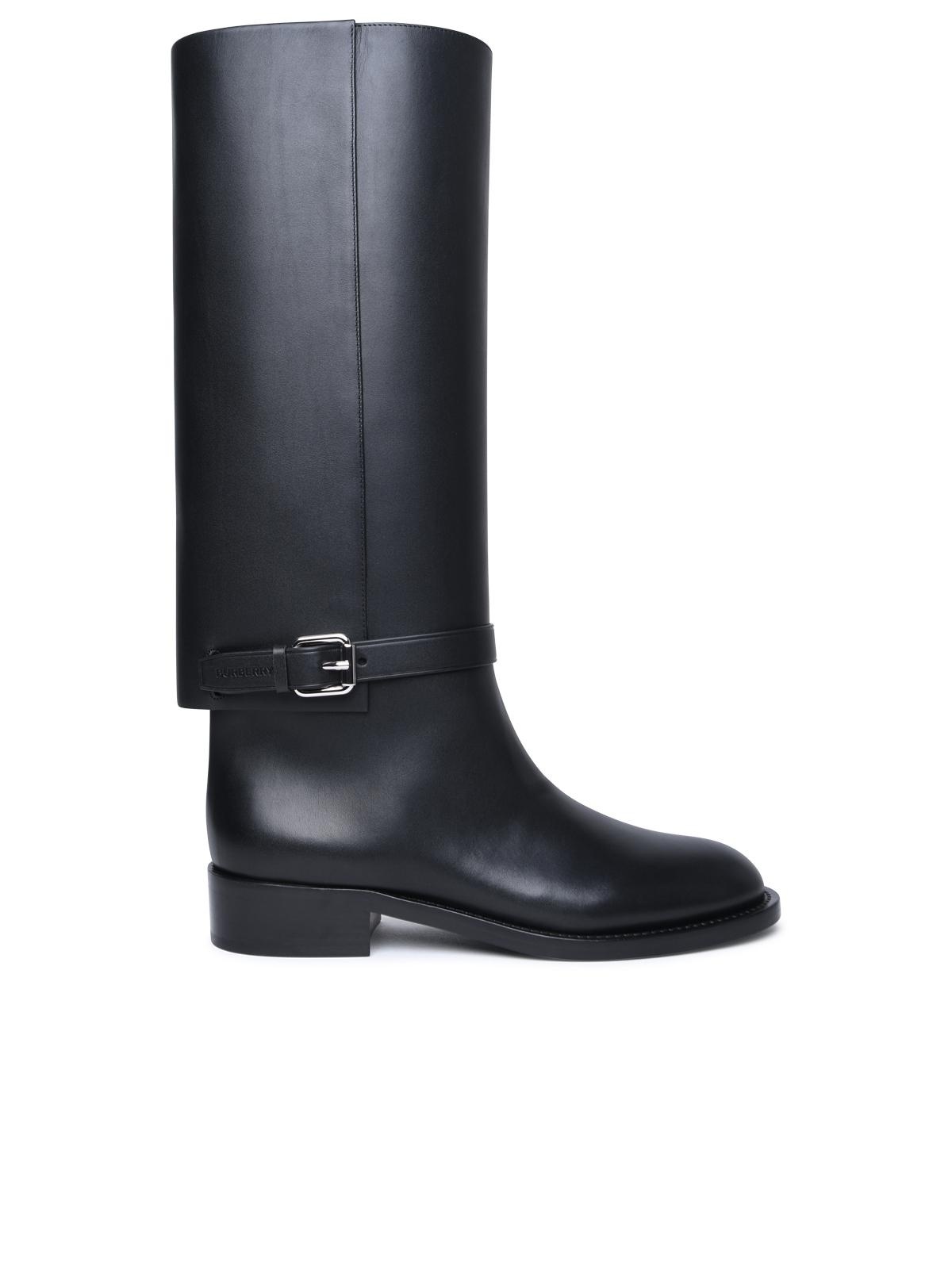 Burberry Black Leather Boots Woman - 1